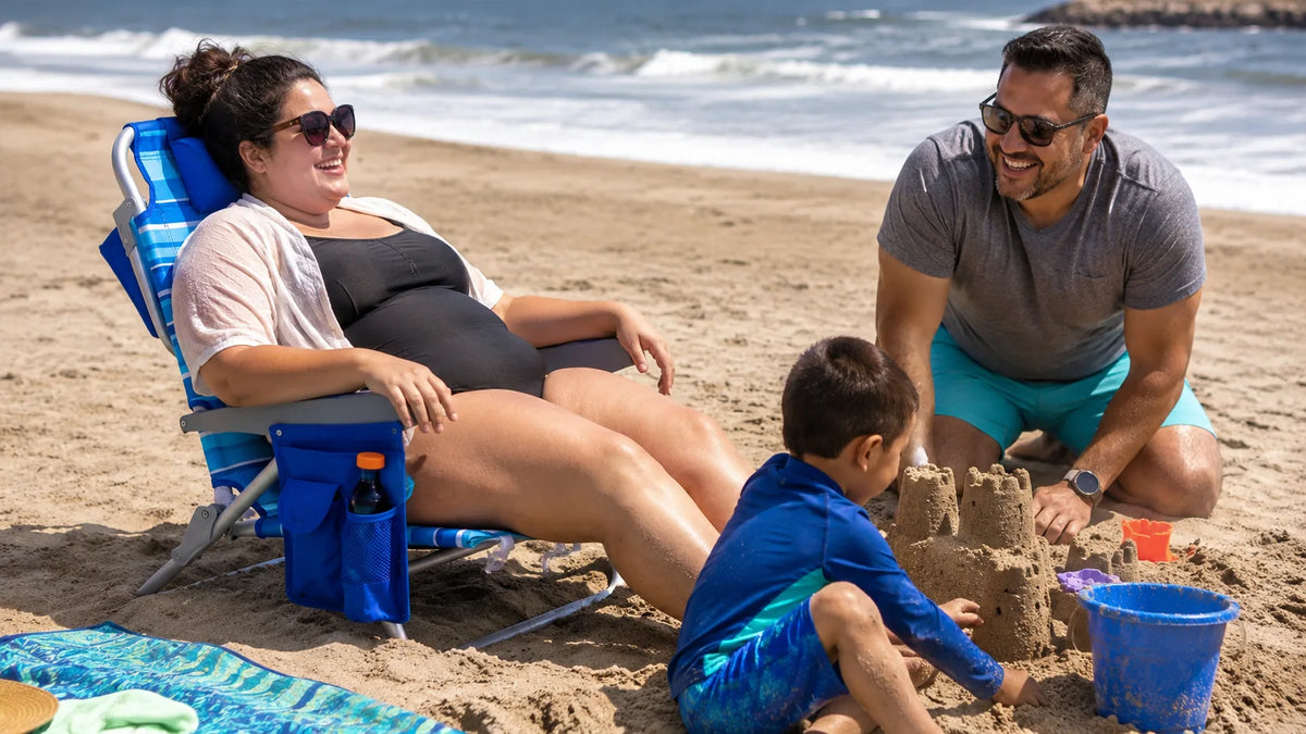 Beach chair on sandy beach