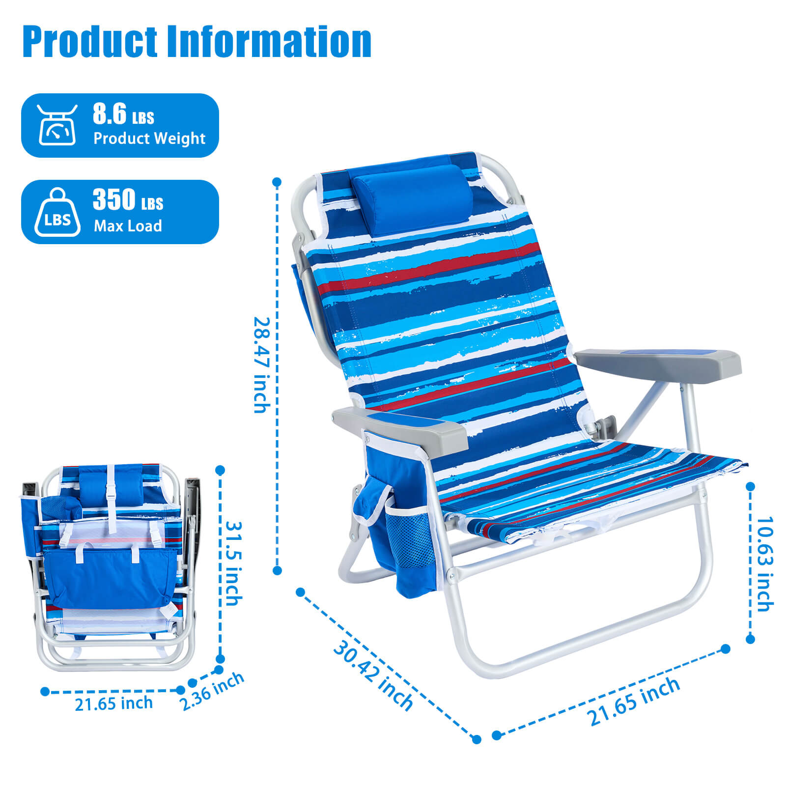 SUNNYFEEL Extra Wide Low Lounge Beach Chair