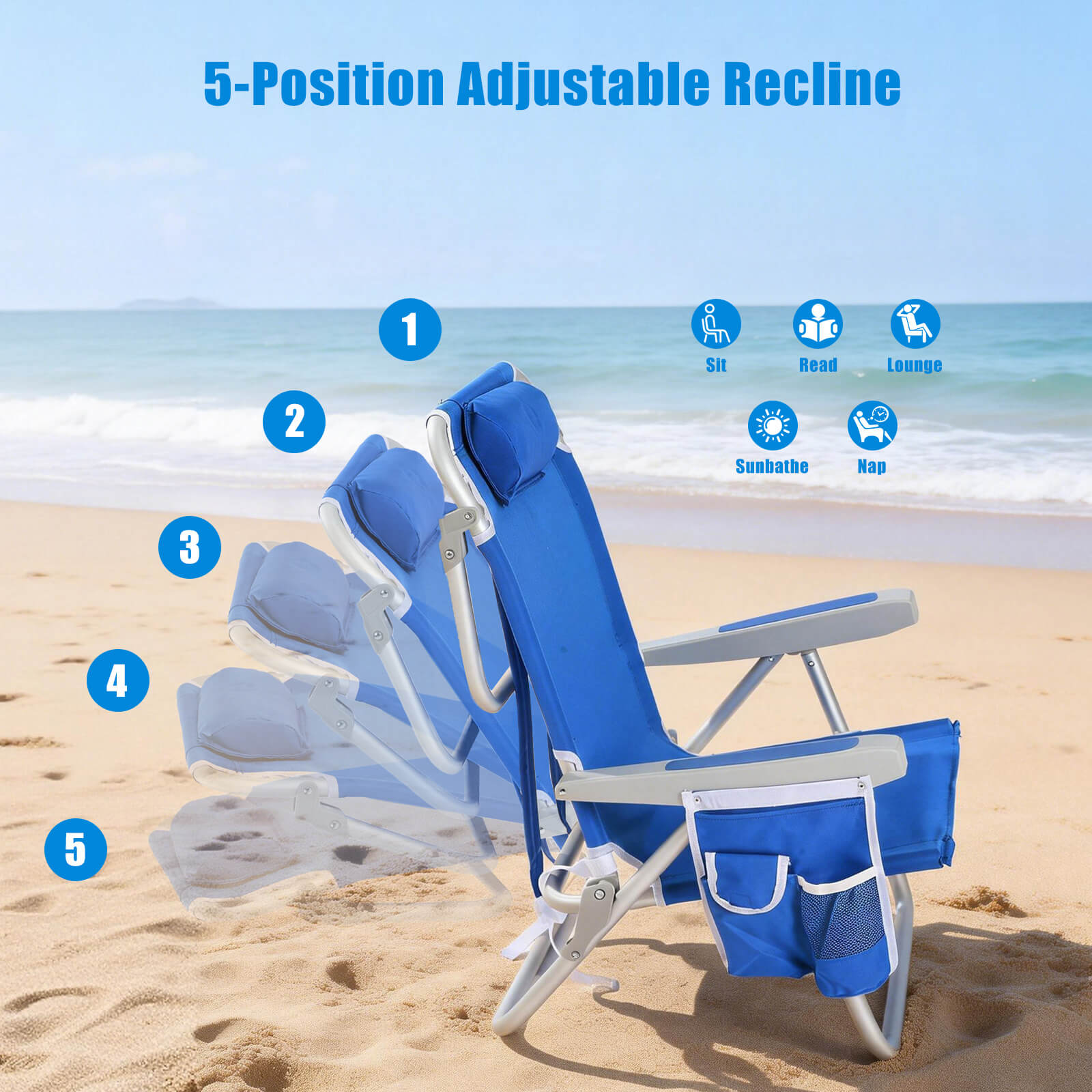 SUNNYFEEL Extra Wide Low Lounge Beach Chair