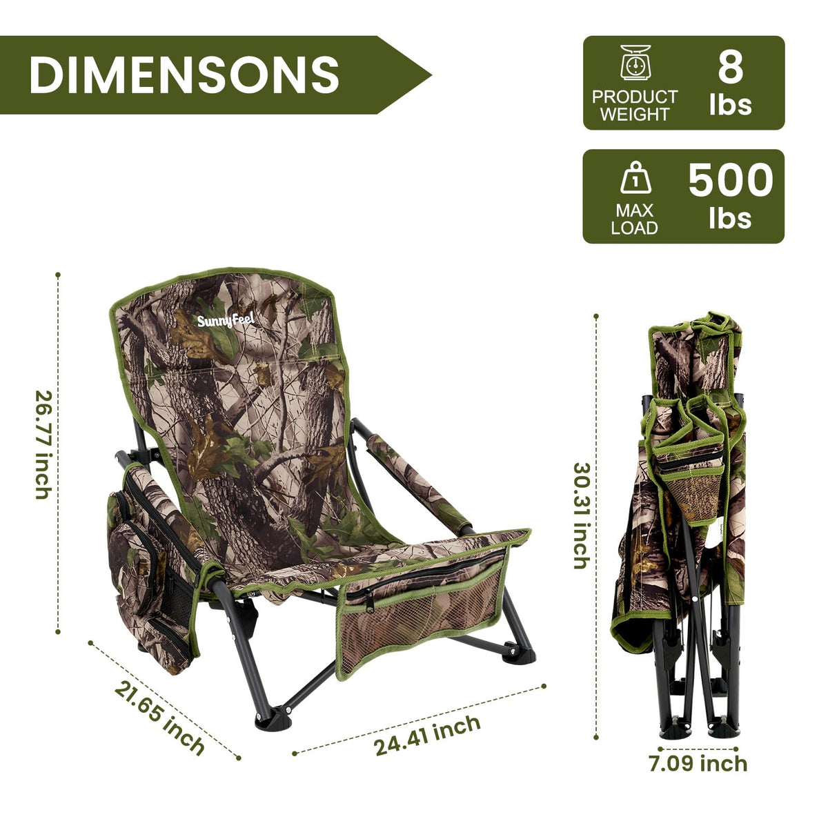 SUNNYFEEL Lightweight Mesh Camping Chair with Storage Pocket