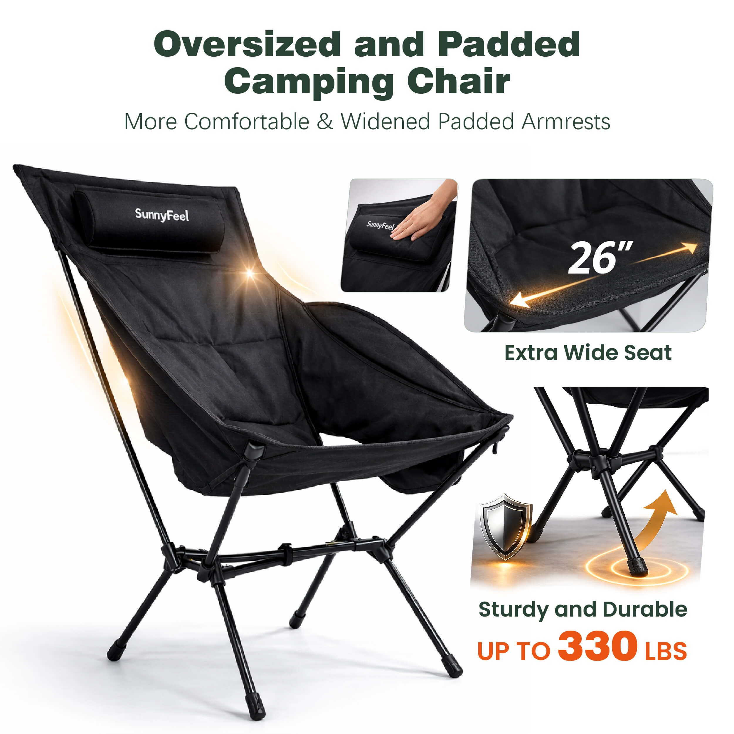 SUNNYFEEL Oversized Padded High-Back Hiking Chair
