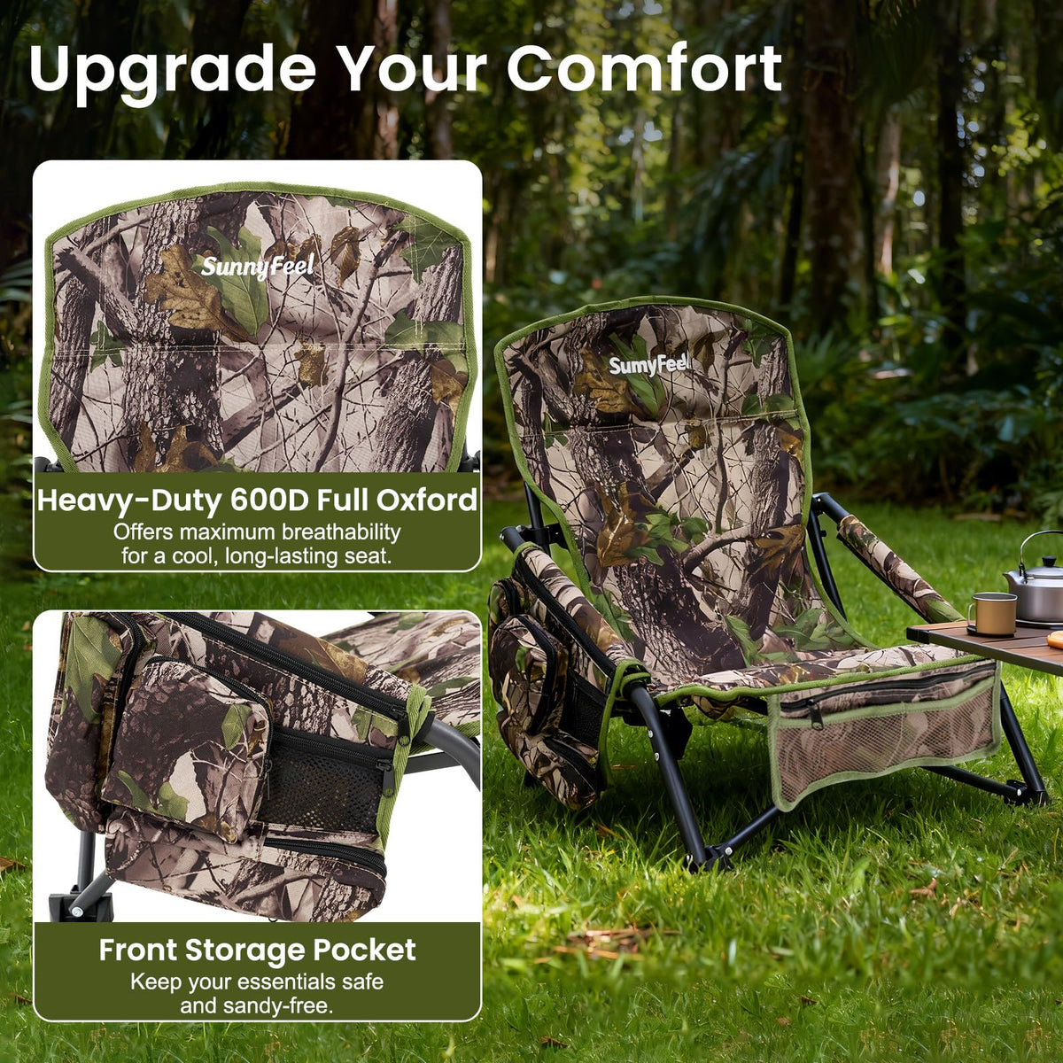 SUNNYFEEL Lightweight Mesh Camping Chair with Storage Pocket