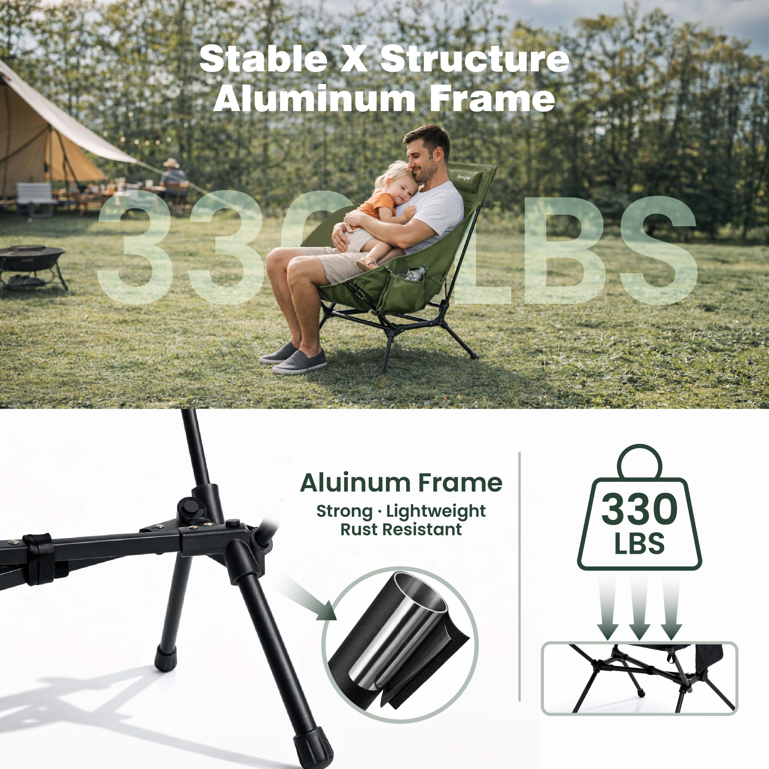 SUNNYFEEL Oversized Padded High-Back Hiking Chair