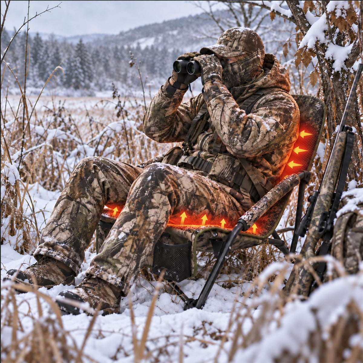 SUNNYFEEL Heated Hunting Chair Portable Low-slung Ground Blind Seat