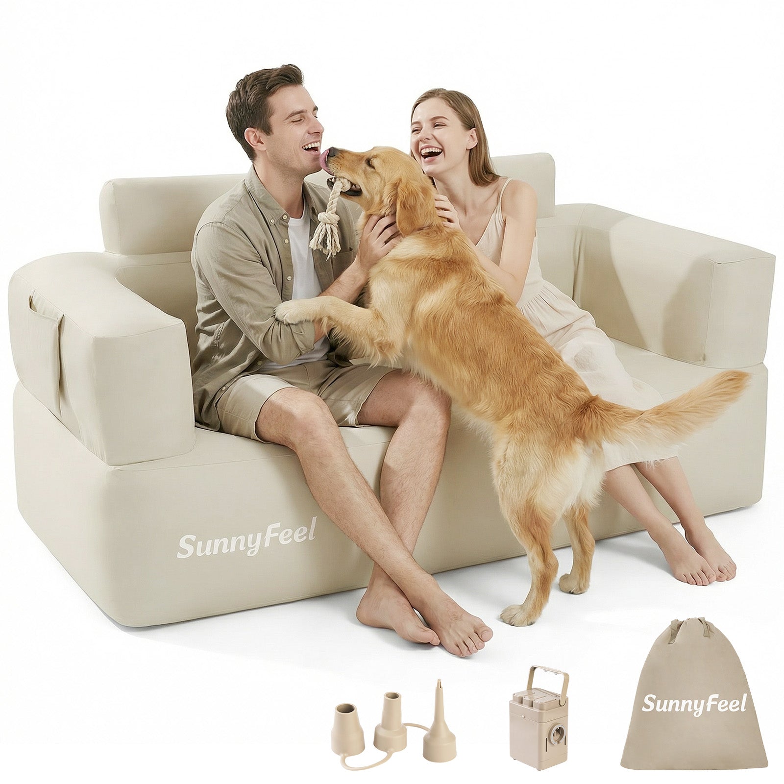 SUNNYFEEL Inflatable Camping Loveseat Sofa