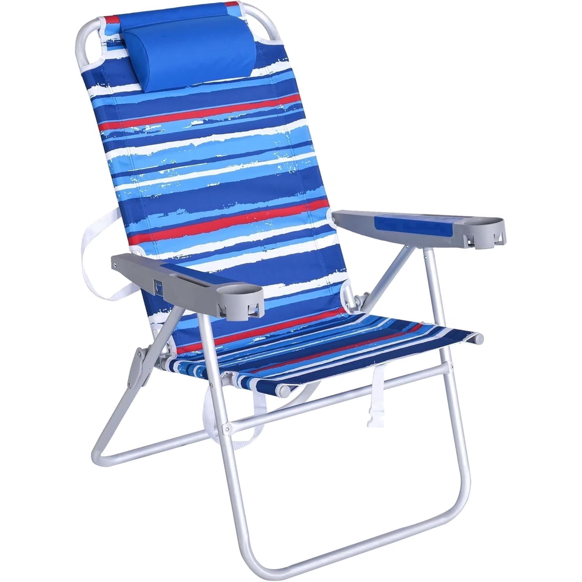 Sunnyfeel 5 Position 500LBS Backpack Beach Chair Lay Flat, Folding Chair with cup holder, phone slot & bottle opener