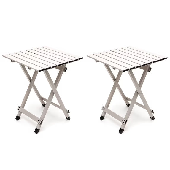 SunnyFeel Aluminum Folding Camping Table, 18 inch Side Table Small Lightweight Portable (2 Pack Gray)