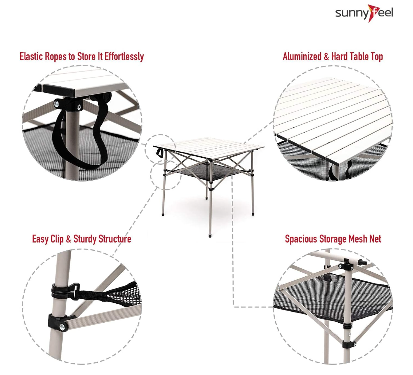 SUNNYFEEL Aluminum Folding Table