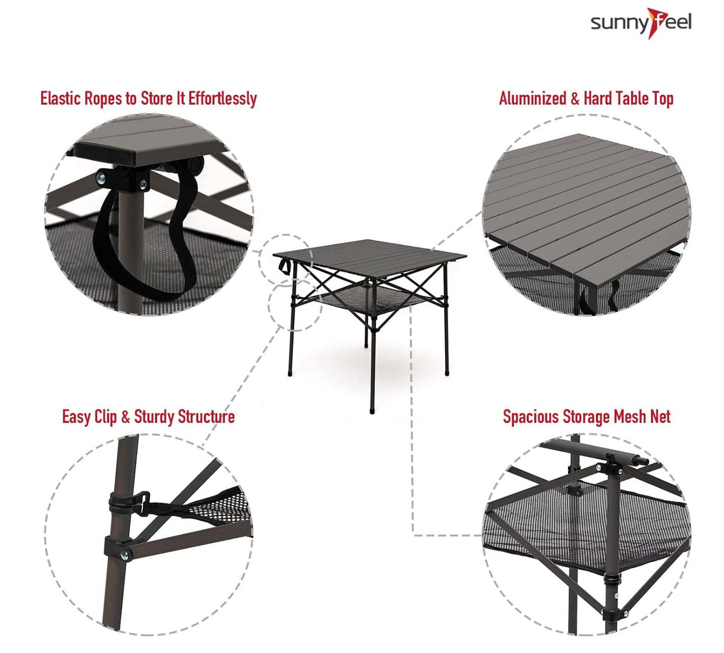 SUNNYFEEL Aluminum Folding Table