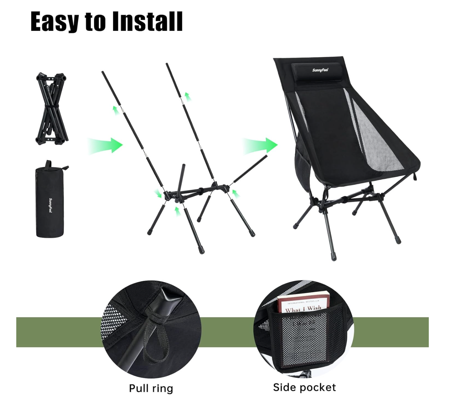 SUNNYFEEL Oversized High-Back Backpacking Chair