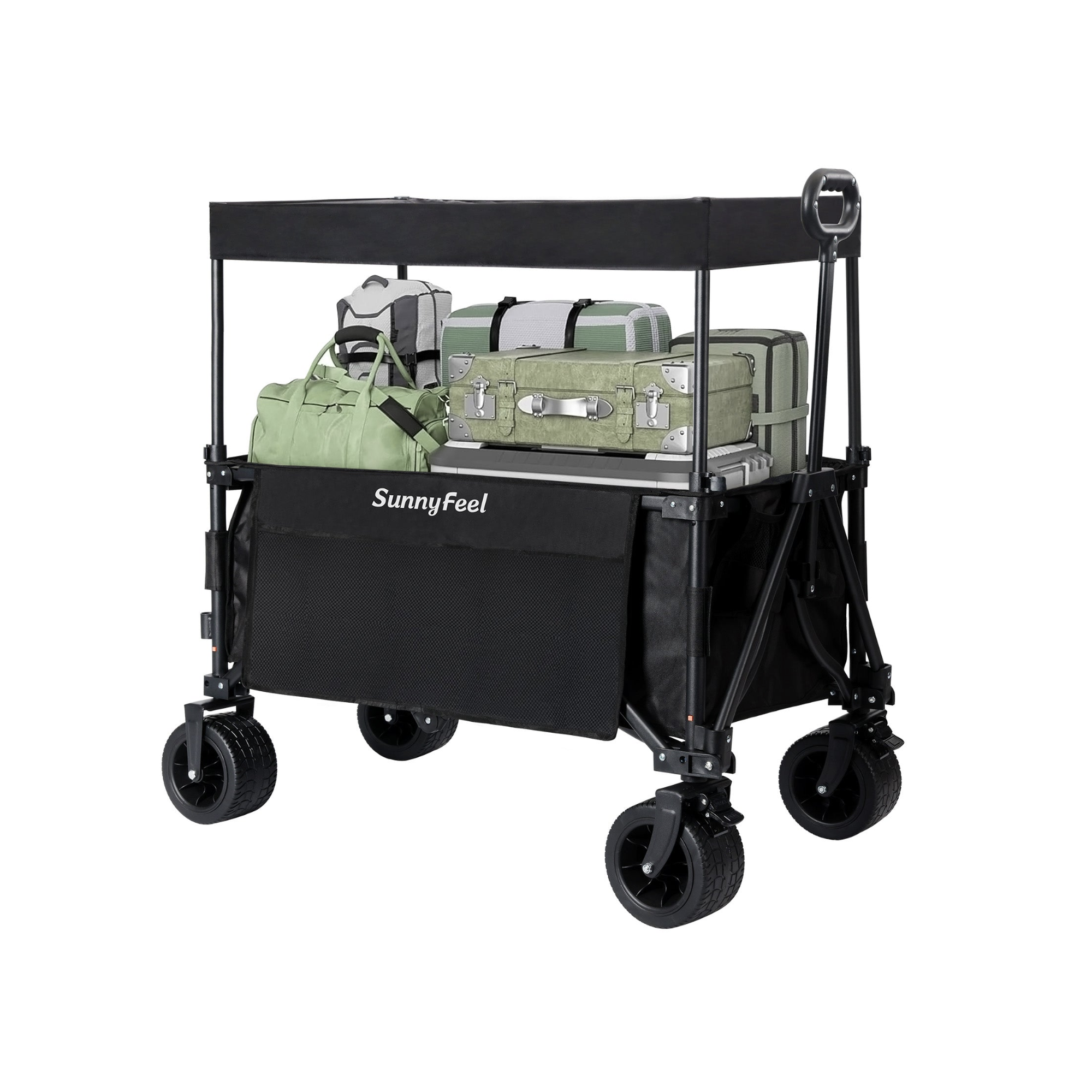 SUNNYFEEL 3-in-1 Folding Wagon with Canopy – 230L, 220lb Capacity Utility Cart