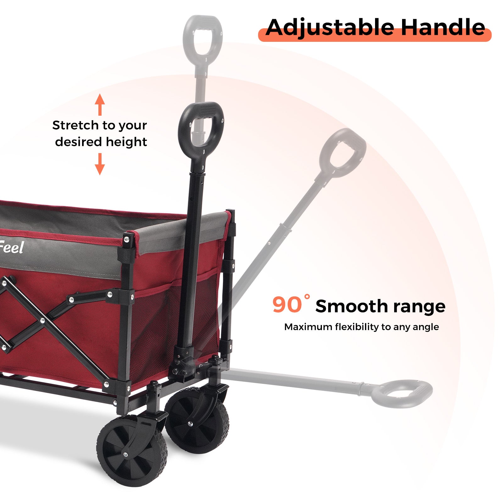 SUNNYFEEL Extra-Long 49” Foldable Utility Wagon – Heavy-Duty 550lb Collapsible Cart with Big Wheels