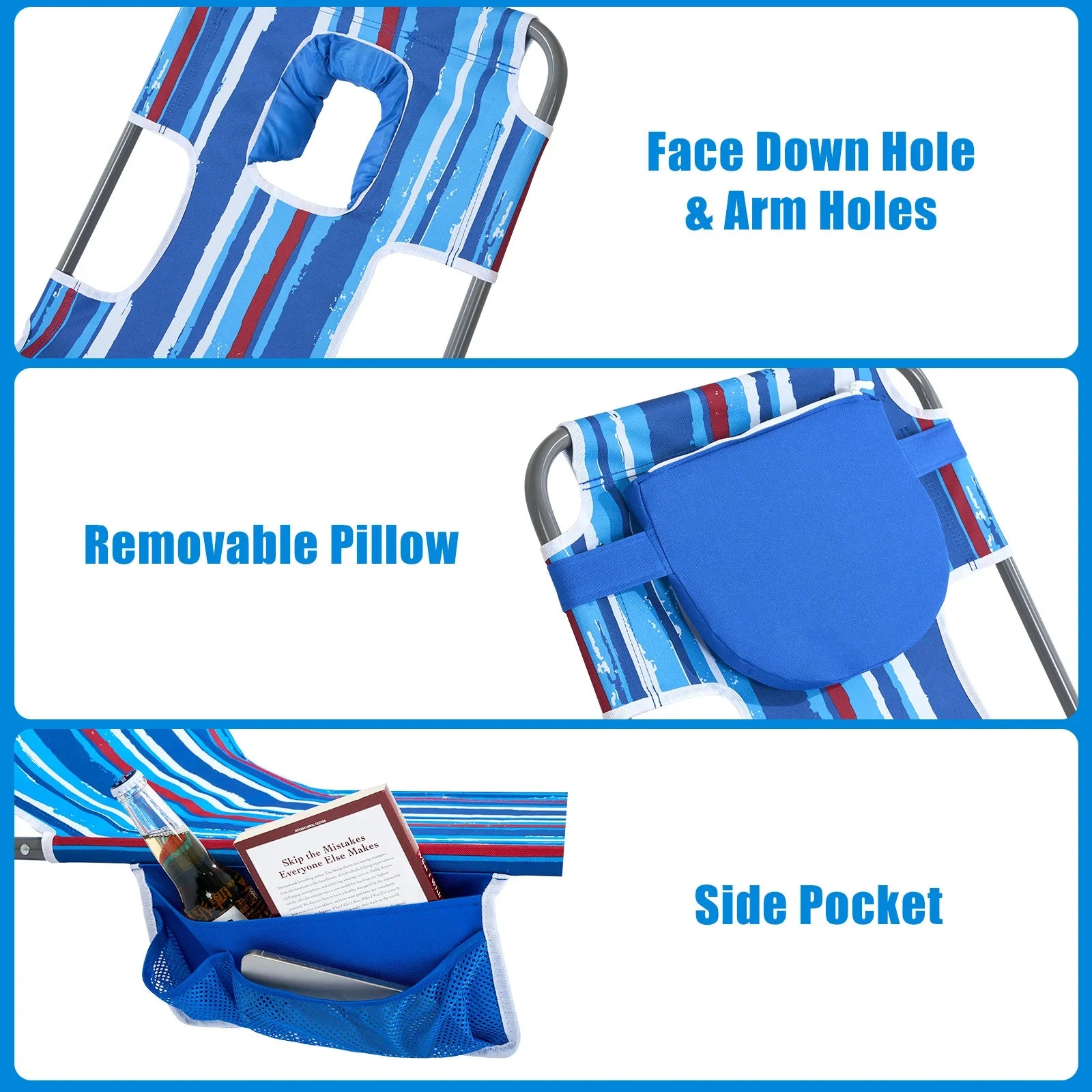 SUNNYFEEL Face Down Tanning Beach Chair with Face Hole