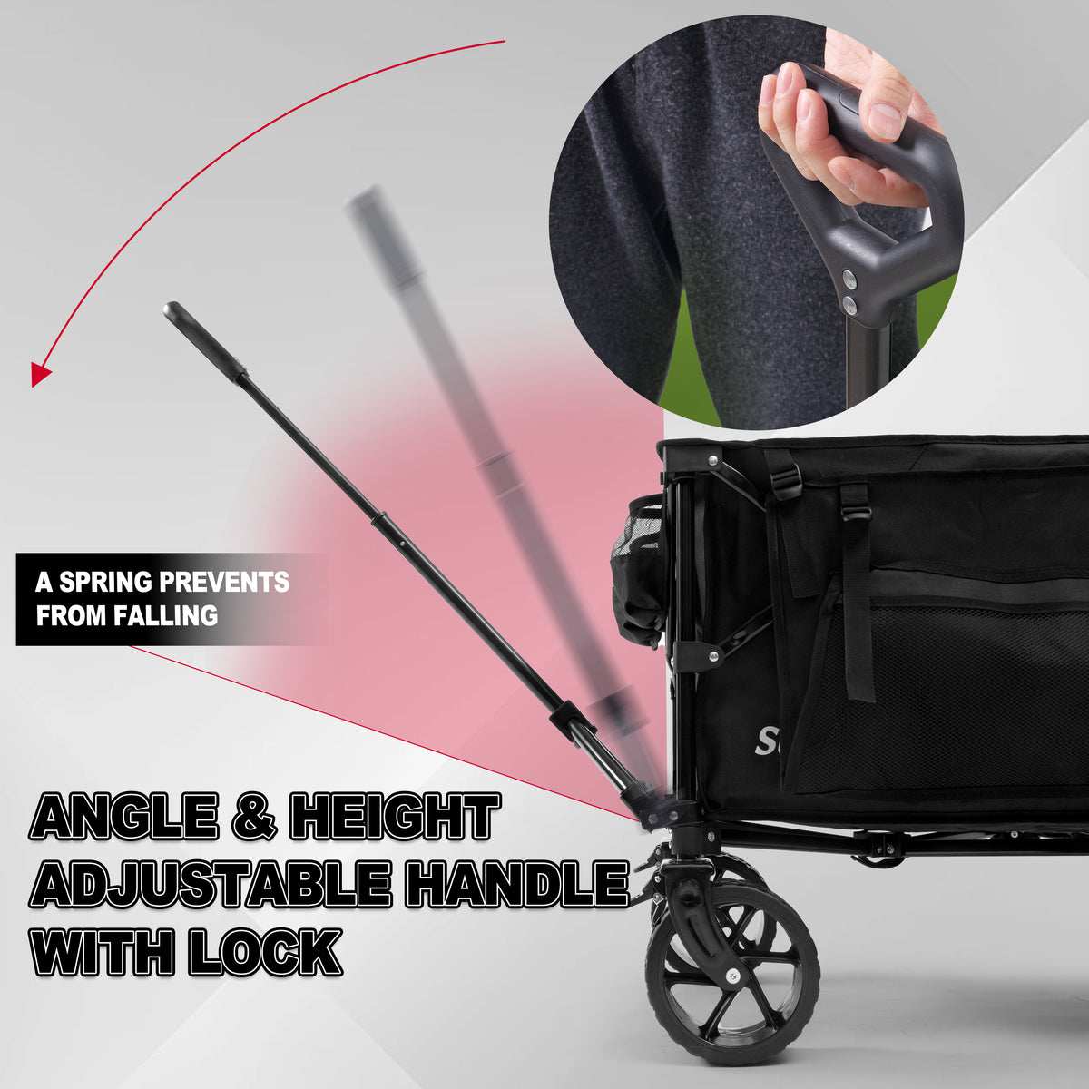 SUNNYFEEL 49" Extra-Long Collapsible Wagon – 550LB Heavy-Duty Folding Cart with Big Wheels