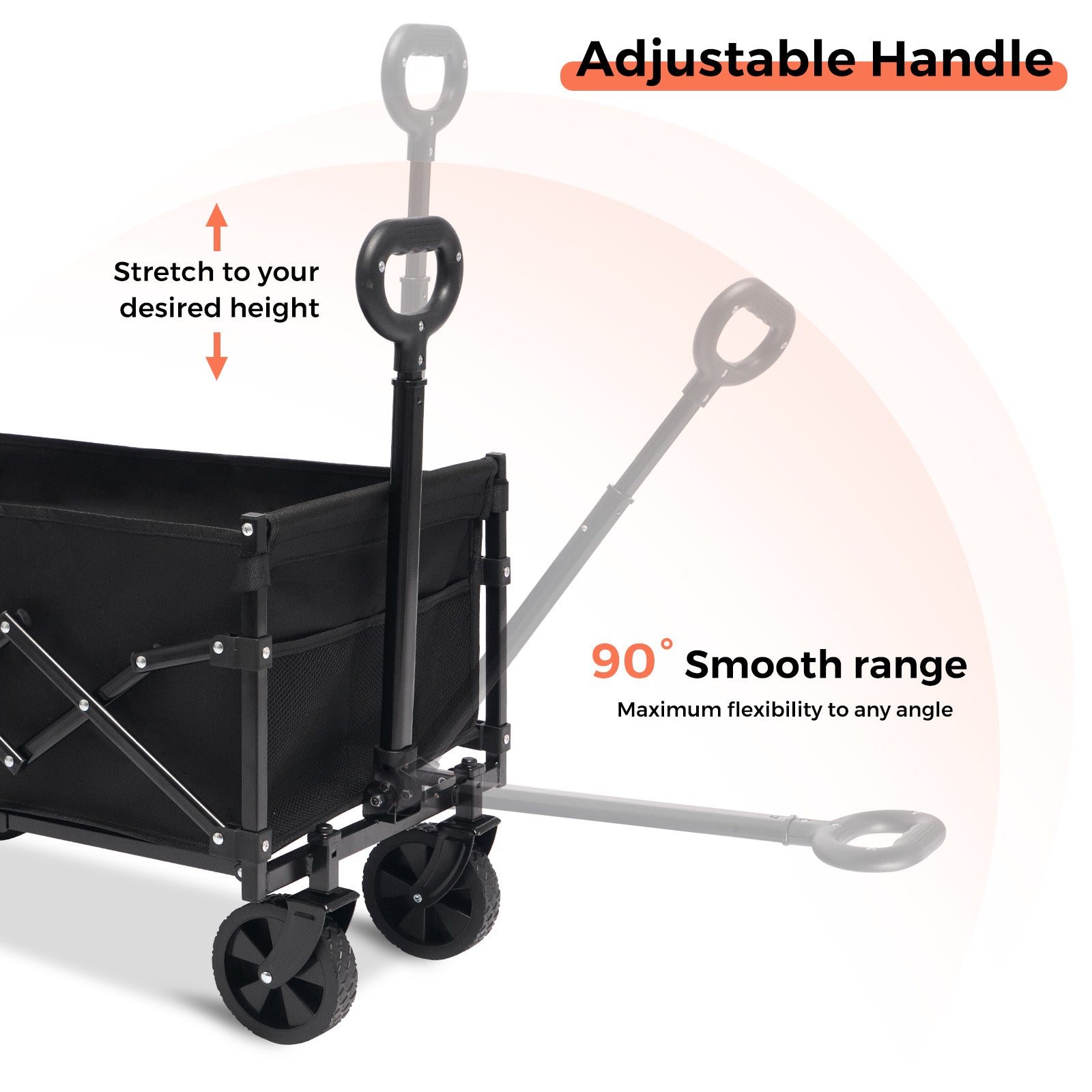 SUNNYFEEL Extra-Long 49” Foldable Utility Wagon – Heavy-Duty 550lb Collapsible Cart with Big Wheels