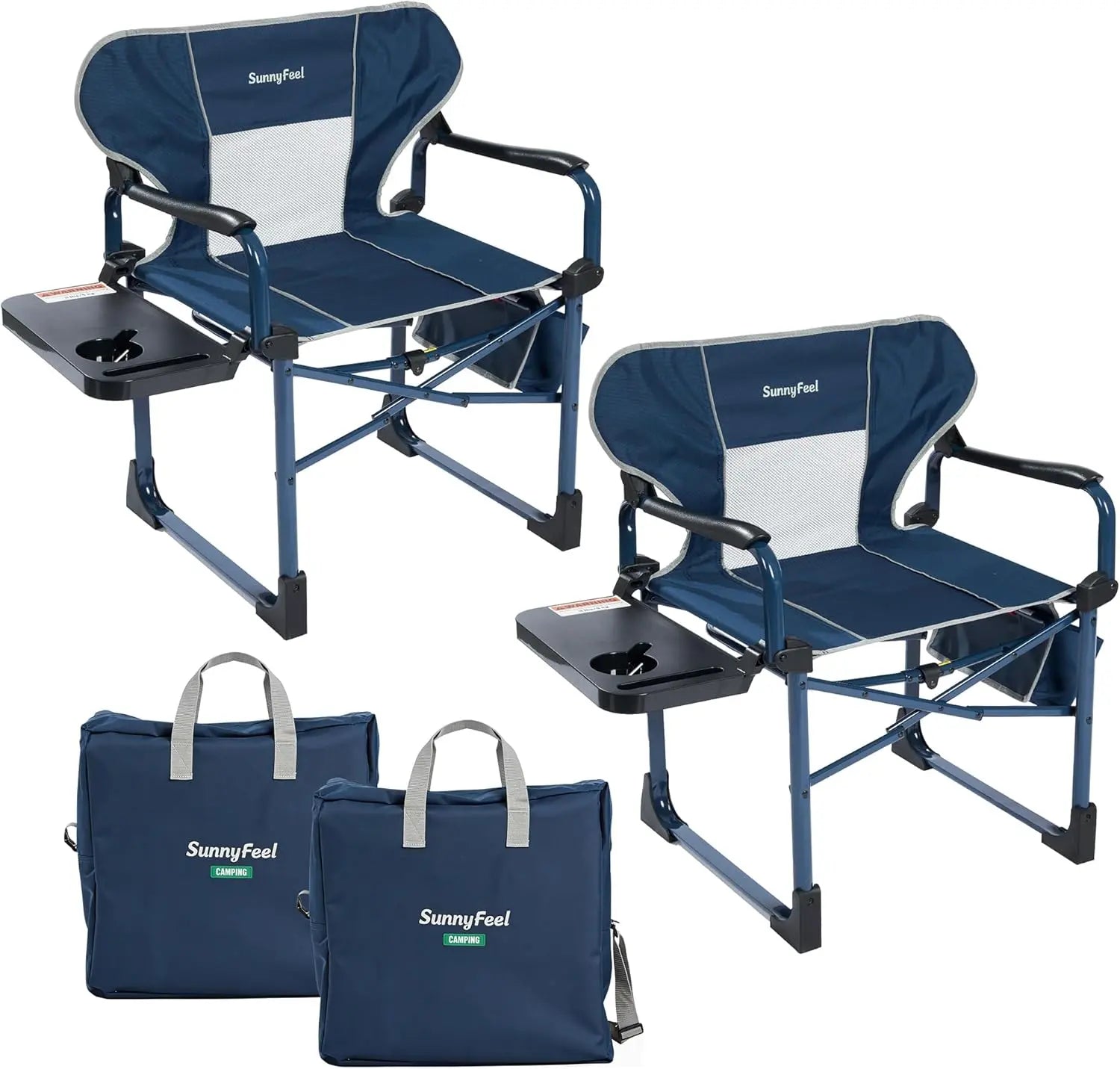 SUNNYFEEL Oversized Aluminum Director Chair – Folding Camping Chair with Side Table & Storage