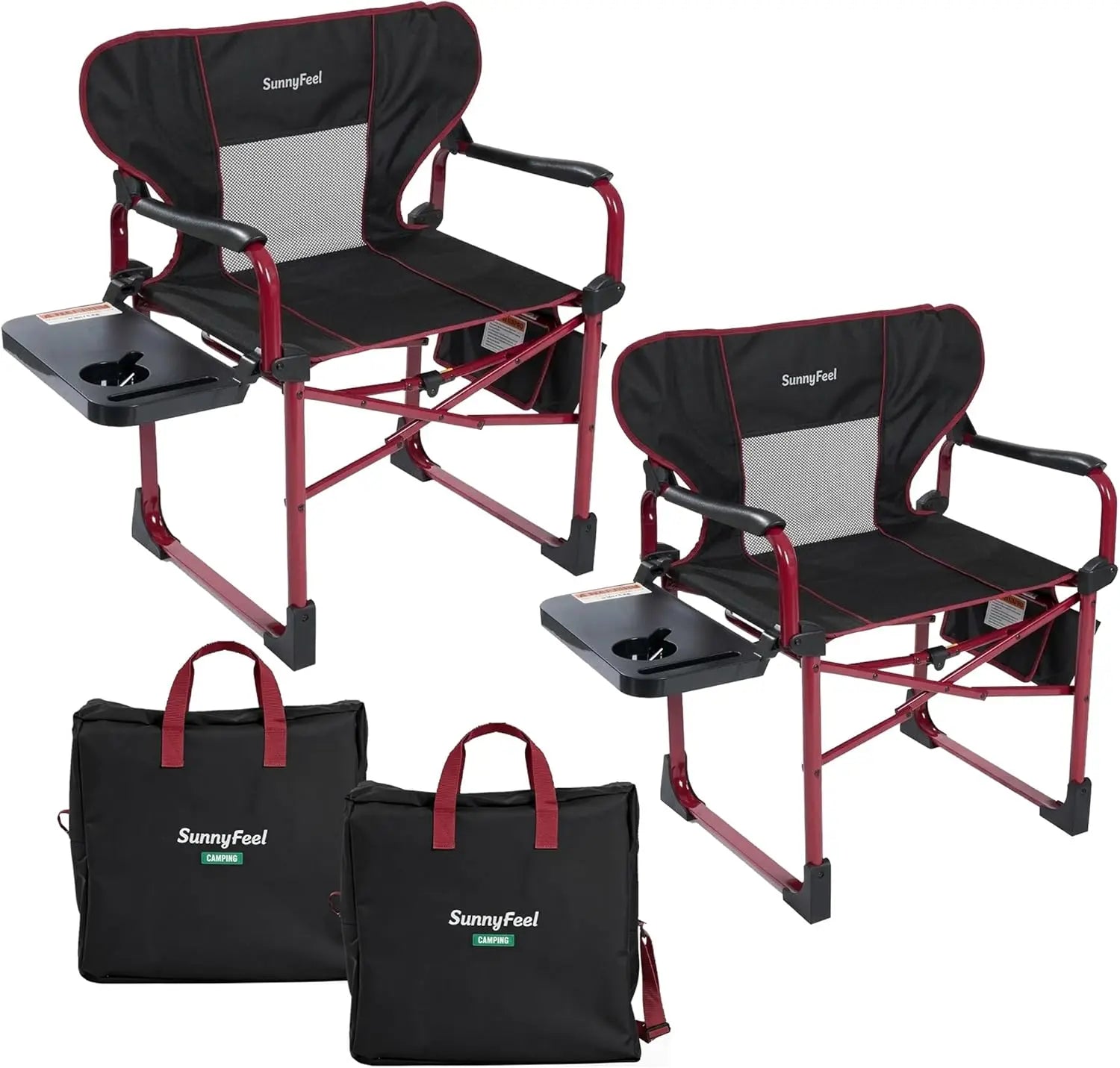 SUNNYFEEL Oversized Aluminum Director Chair – Folding Camping Chair with Side Table & Storage