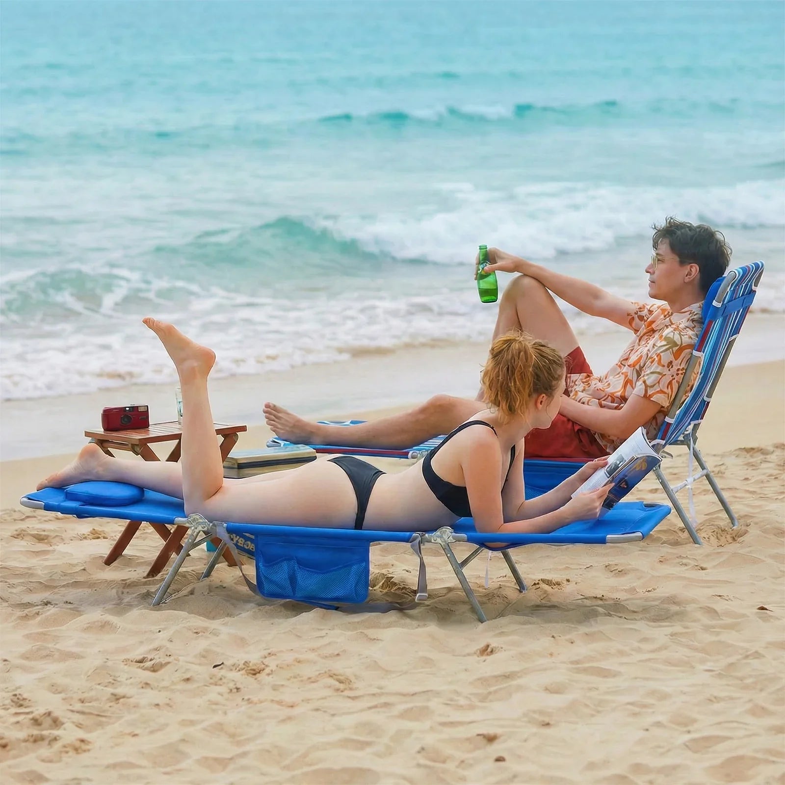 SUNNYFEEL Face Down Tanning Beach Chair with Face Hole