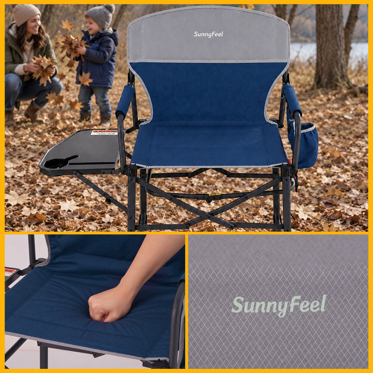 SUNNYFEEL Heating Folding Camping Director Chair with Side Table