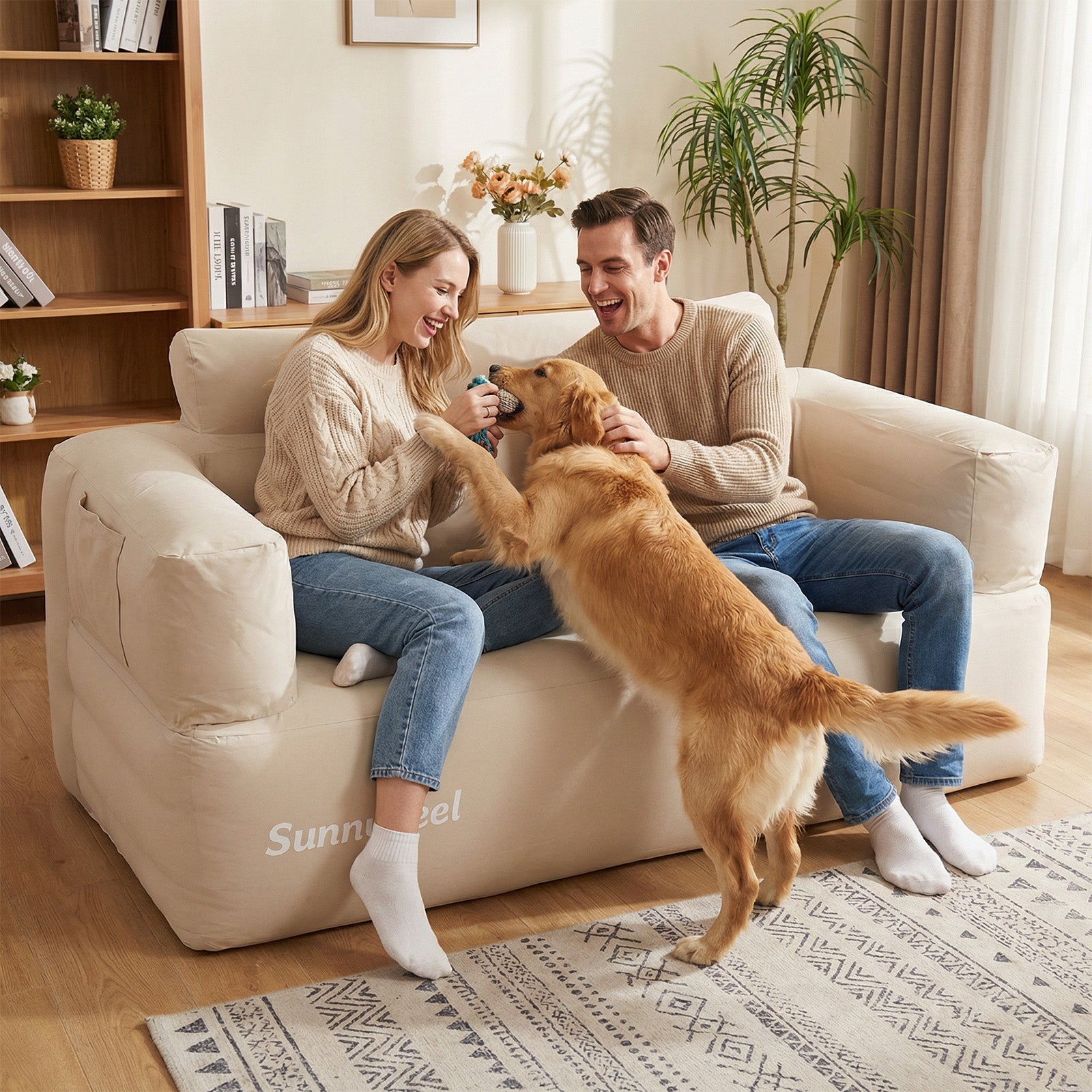 SUNNYFEEL Inflatable Camping Loveseat Sofa