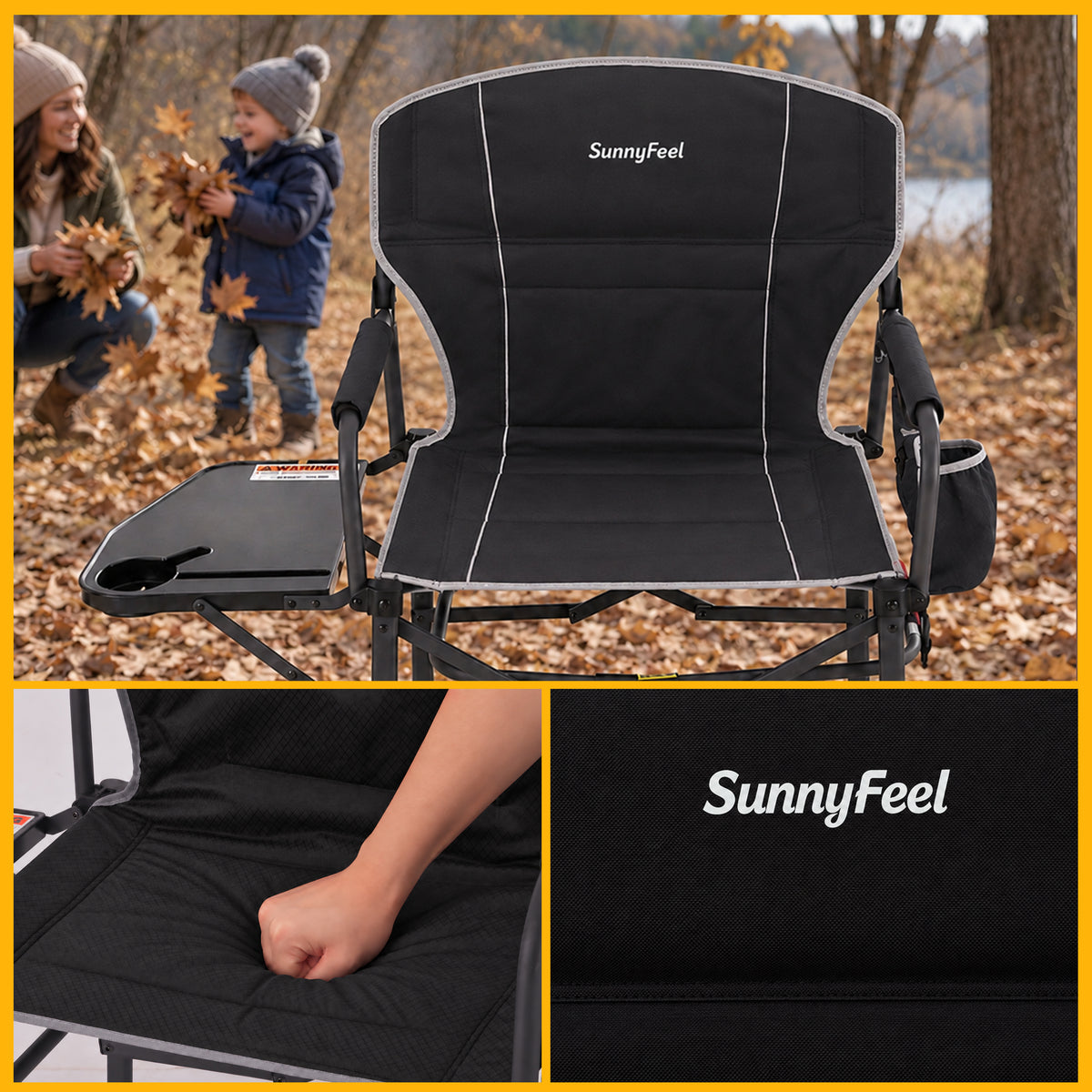 SUNNYFEEL Heating Folding Camping Director Chair with Side Table