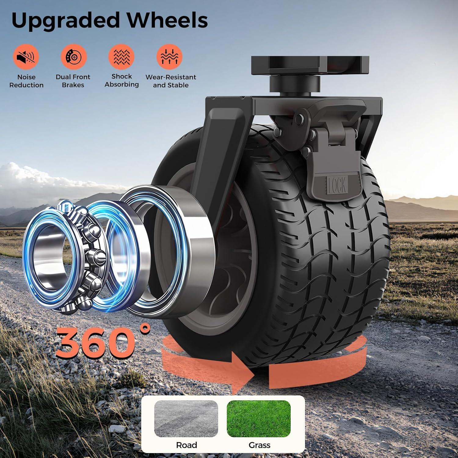 Wheel with upgraded features on a natural background