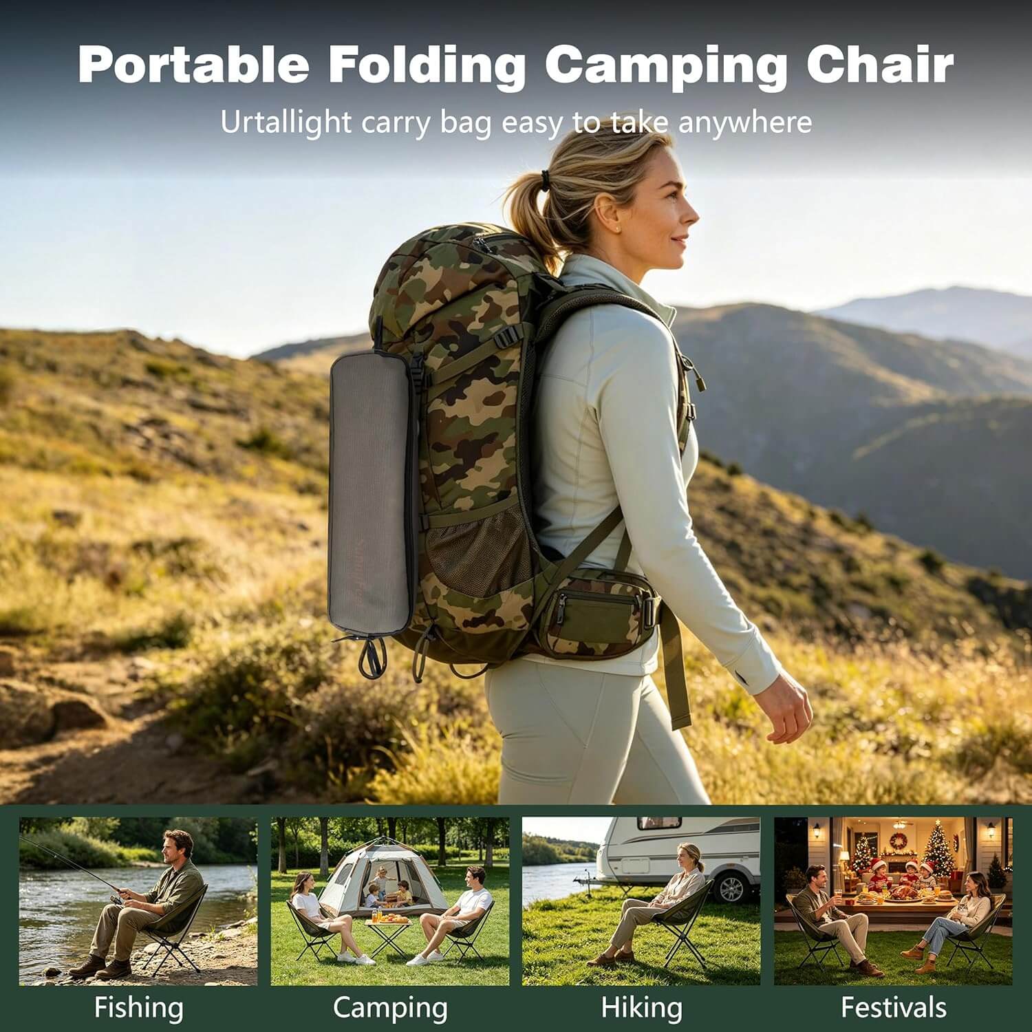 SUNNYFEEL Ultralight Low-Back Backpacking Camping Chair