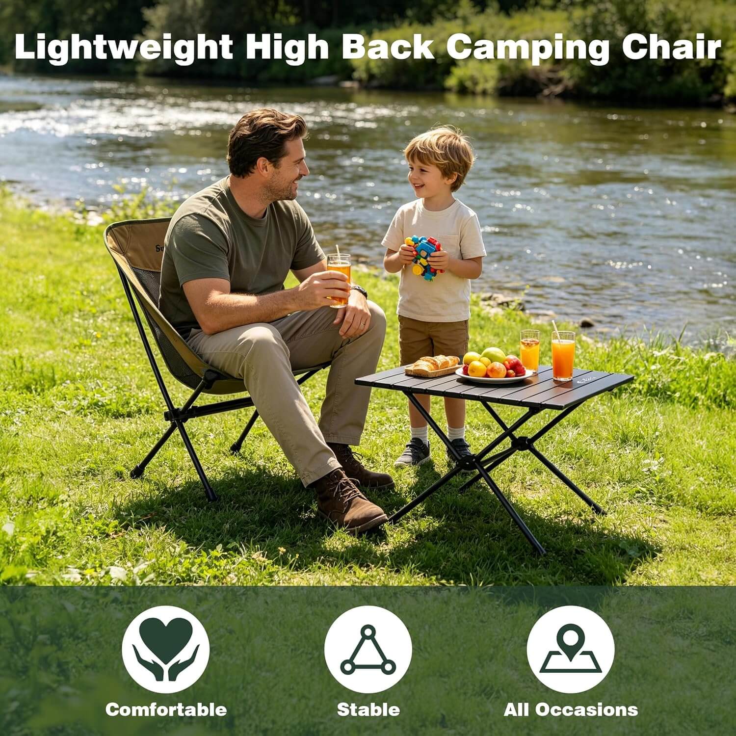 SUNNYFEEL Ultralight Low-Back Backpacking Camping Chair