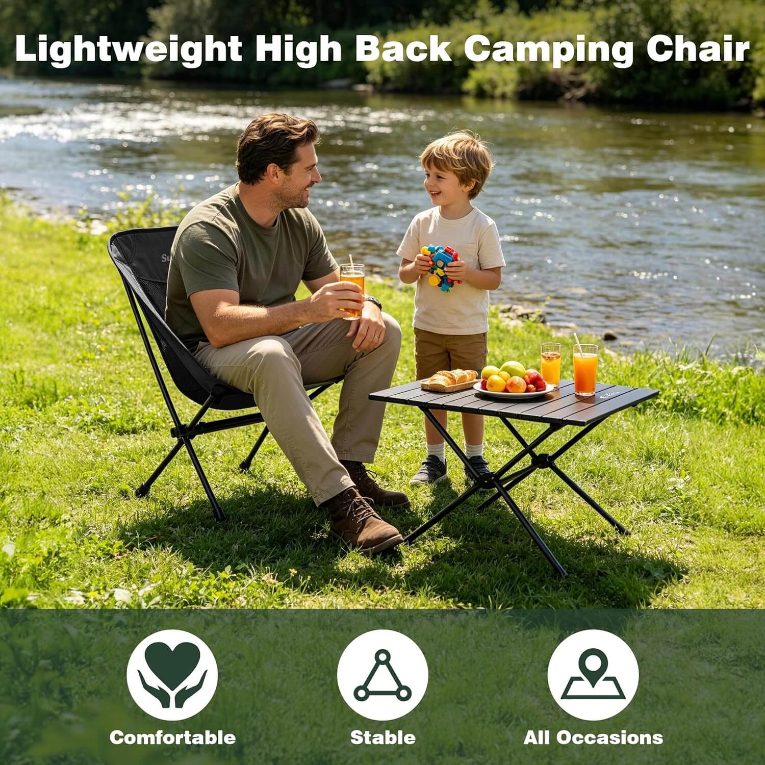 SUNNYFEEL Ultralight Low-Back Backpacking Camping Chair