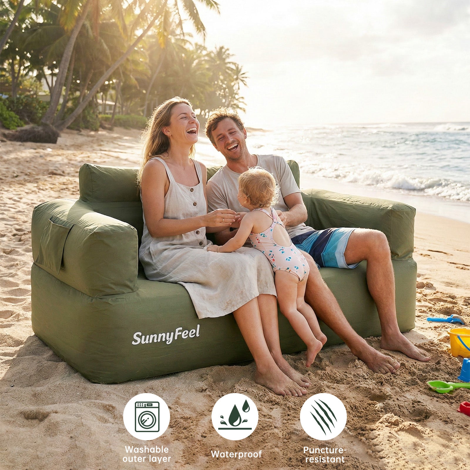 SUNNYFEEL Inflatable Camping Loveseat Sofa