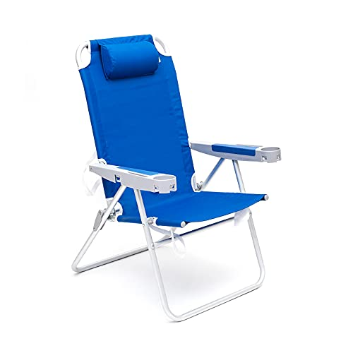 SUNNYFEEL High Back Low Beach Chair with Cup Holder