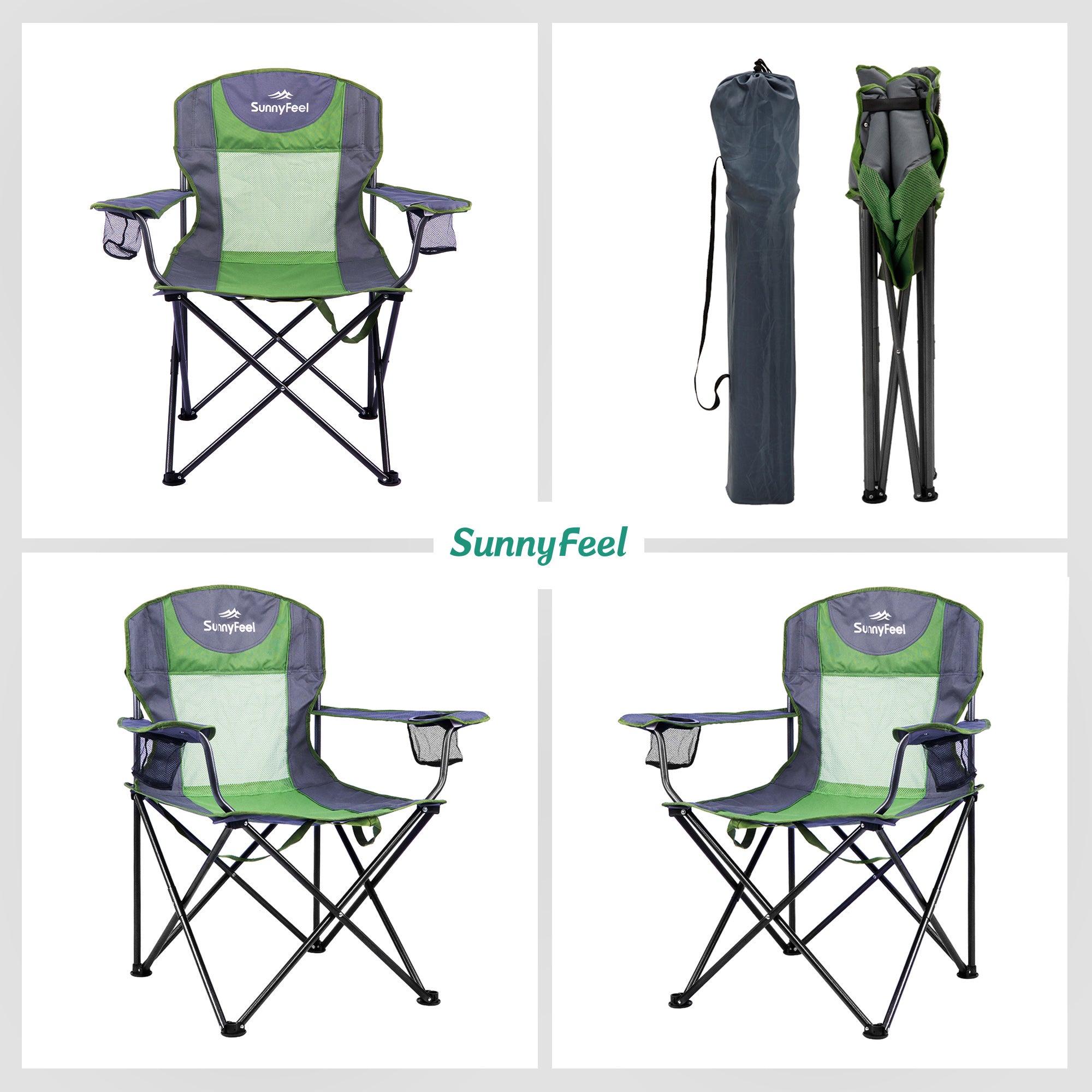 SUNNYFEEL Oversized Folding Camping Chair – Padded High Back, 300 lb Capacity