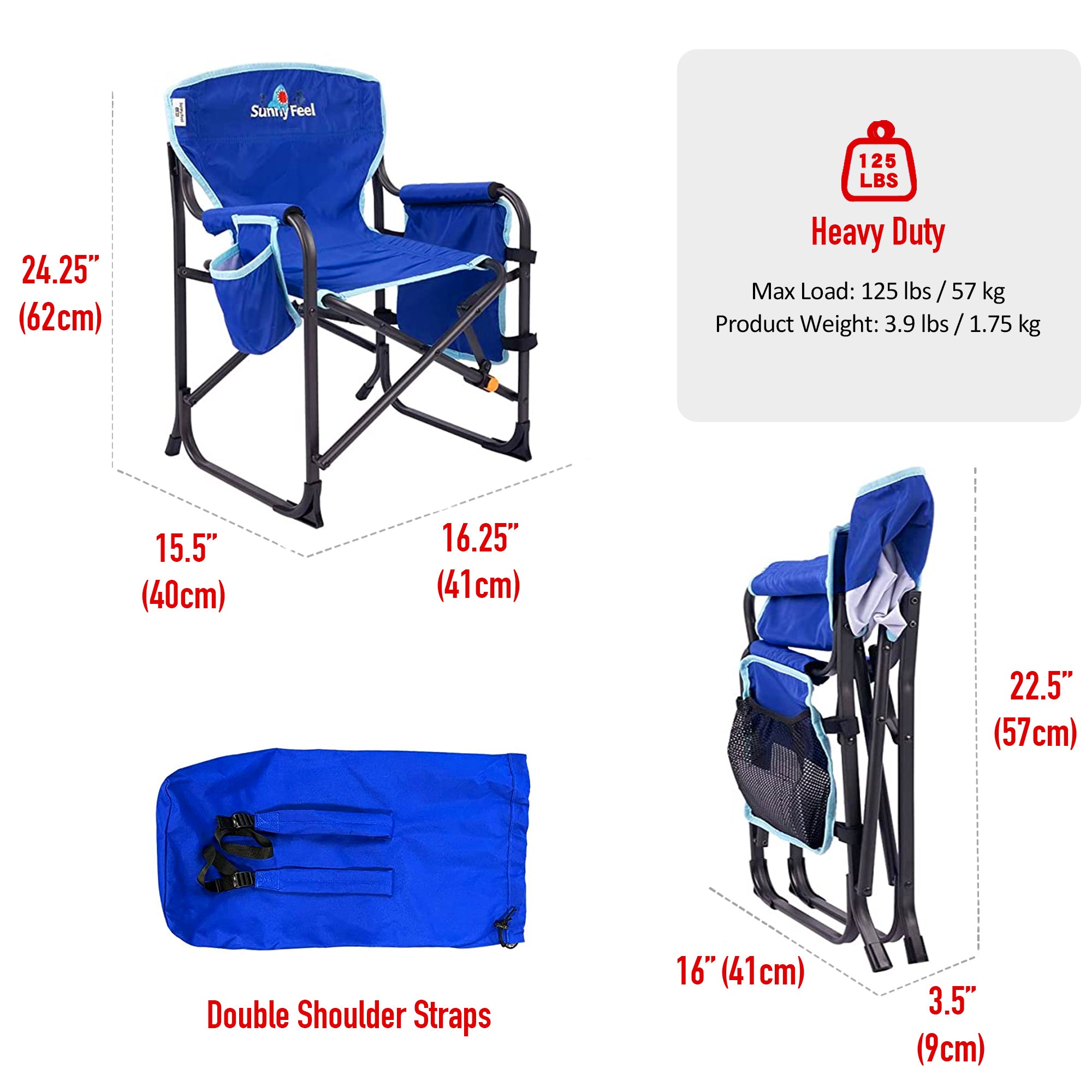 SUNNYFEEL Kids Small Folding Camping Chair with Side Pocket & Cup Sleeve