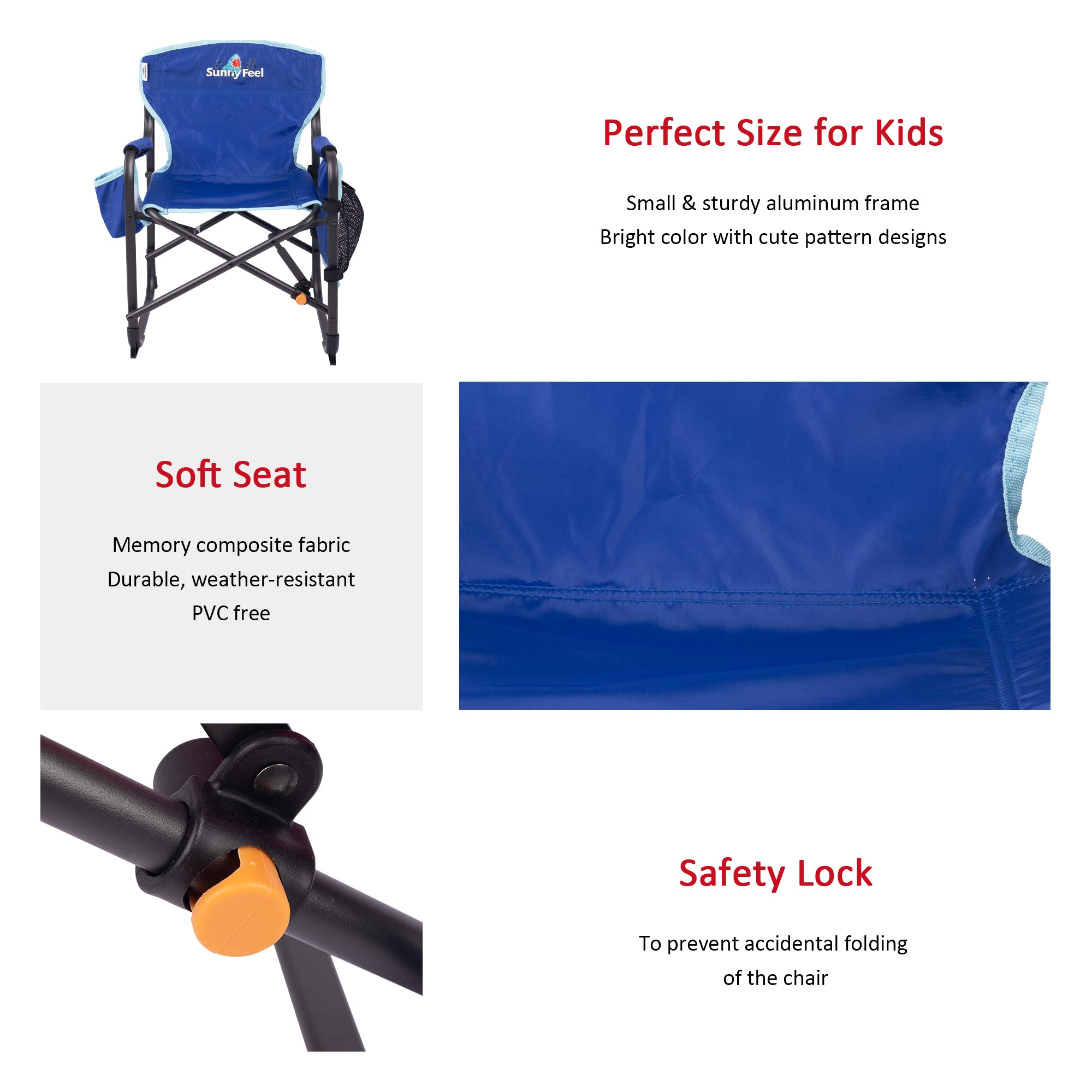 SUNNYFEEL Kids Small Folding Camping Chair with Side Pocket & Cup Sleeve
