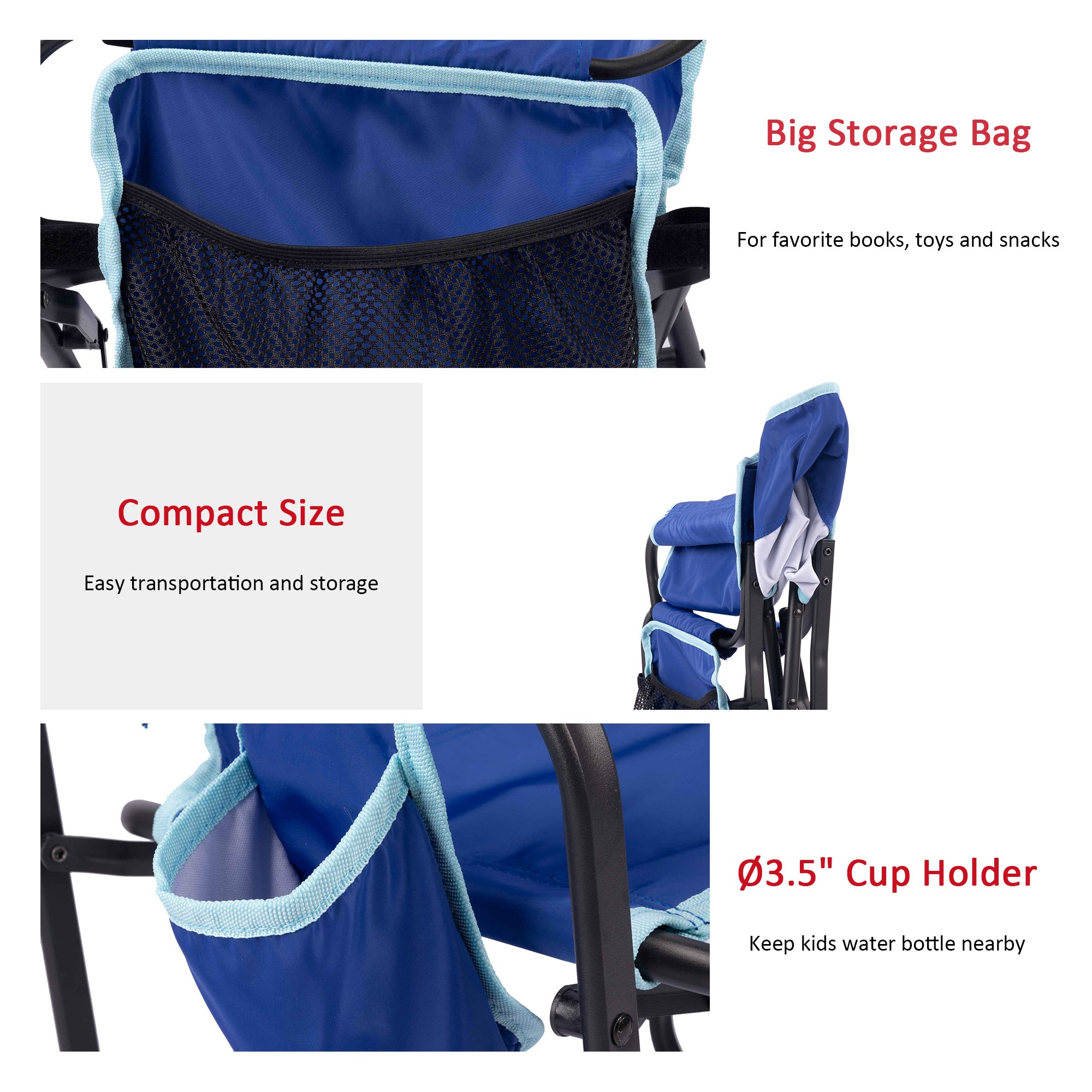 SUNNYFEEL Kids Small Folding Camping Chair with Side Pocket & Cup Sleeve