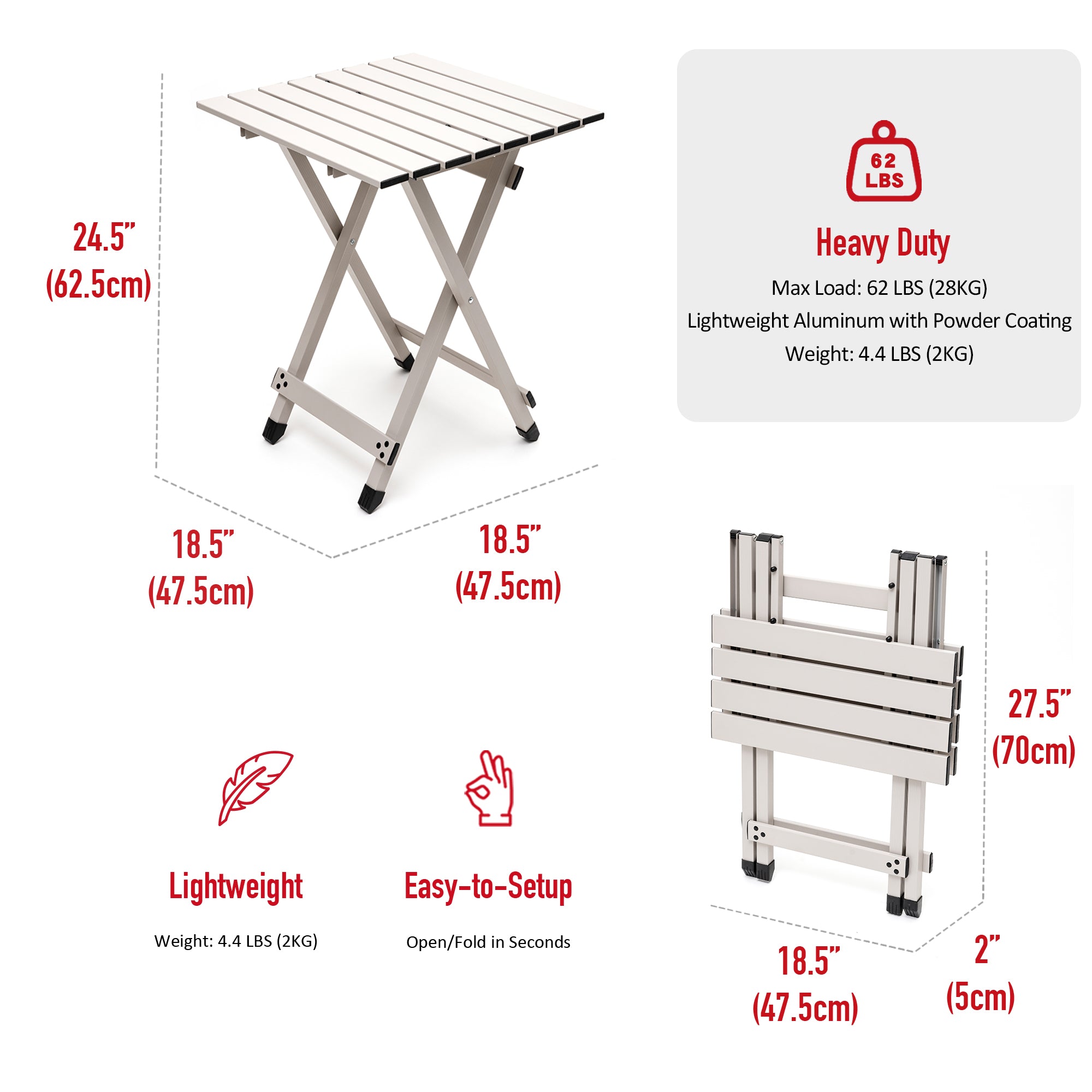 SUNNYFEEL Folding Aluminum Camping Table