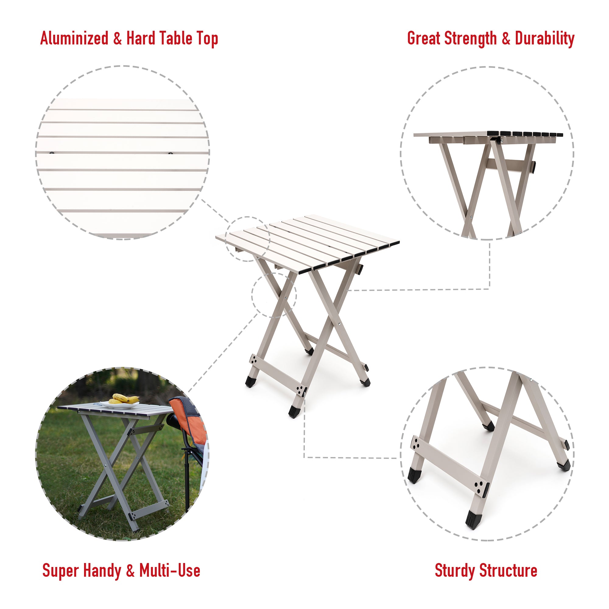 SUNNYFEEL Folding Aluminum Camping Table