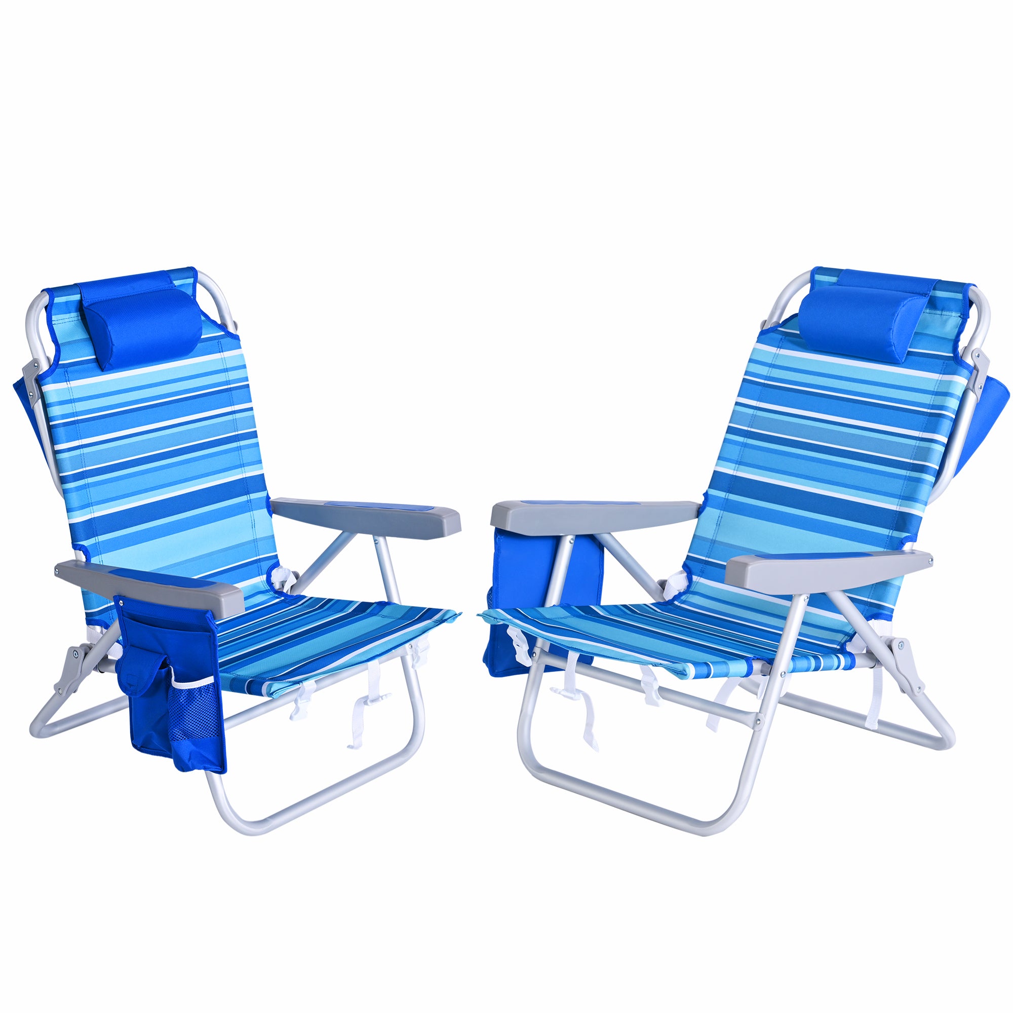 SUNNYFEEL Extra-Wide Low Beach Chair (5-Position Lay Flat)