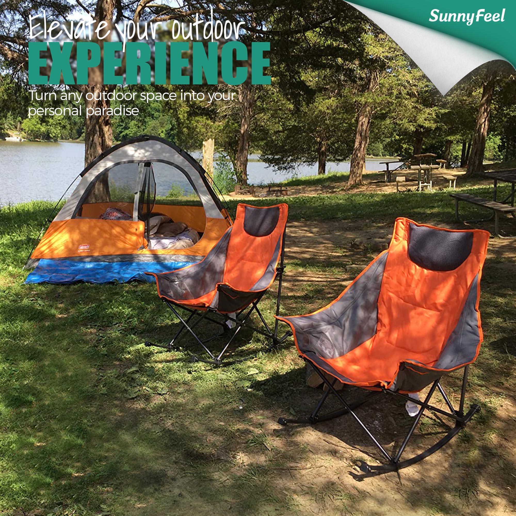 SUNNYFEEL Padded Rocking Camping Chair