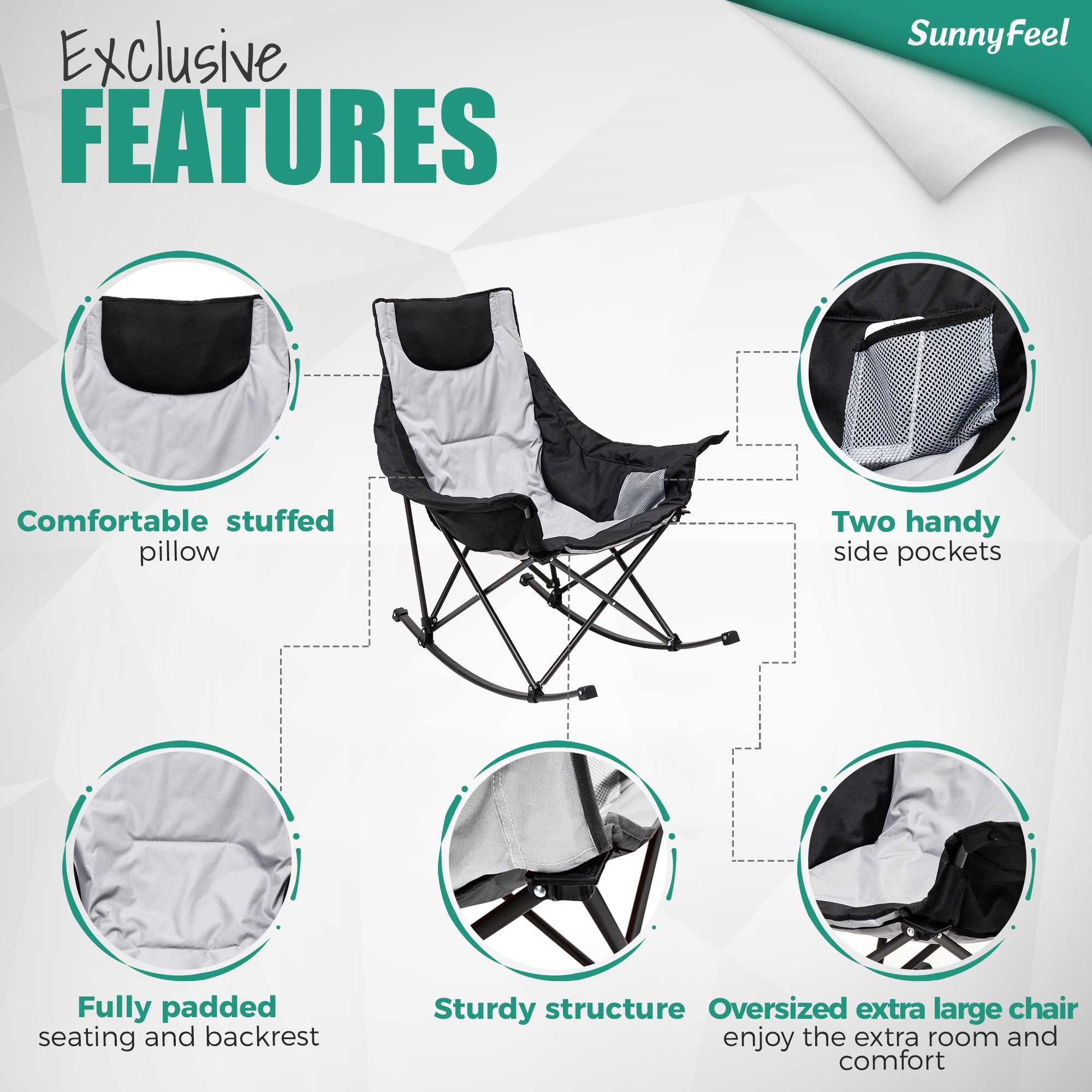 SUNNYFEEL Padded Rocking Camping Chair