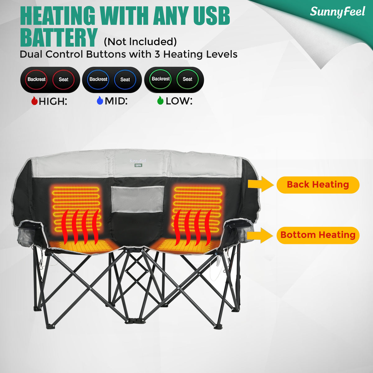 SUNNYFEEL Heavy Duty Loveseat Camping Chair