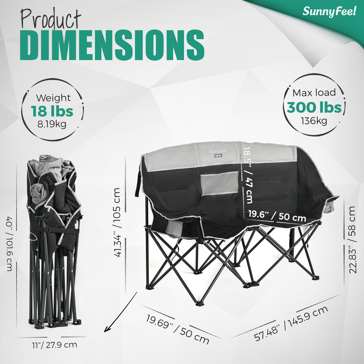 SUNNYFEEL Heavy Duty Loveseat Camping Chair