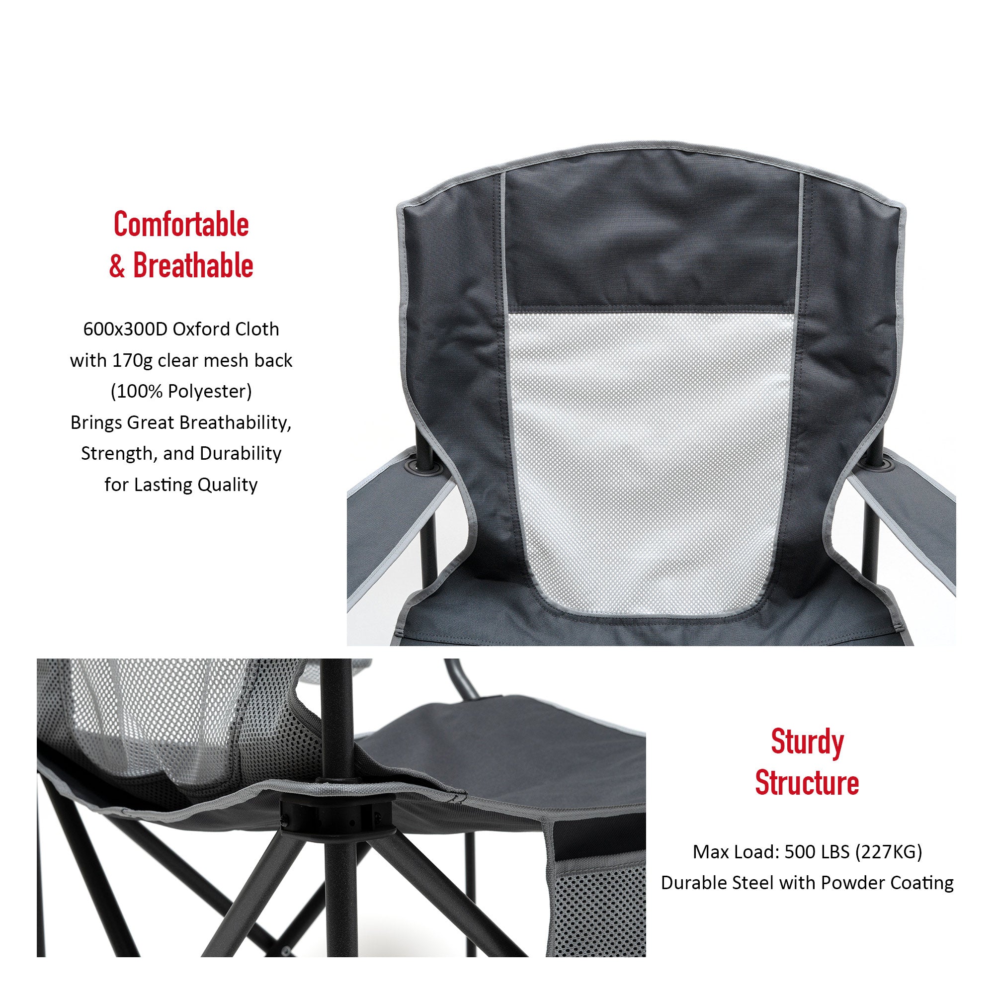 SUNNYFEEL Oversized Camping Chair with Armrests & Cup Holder