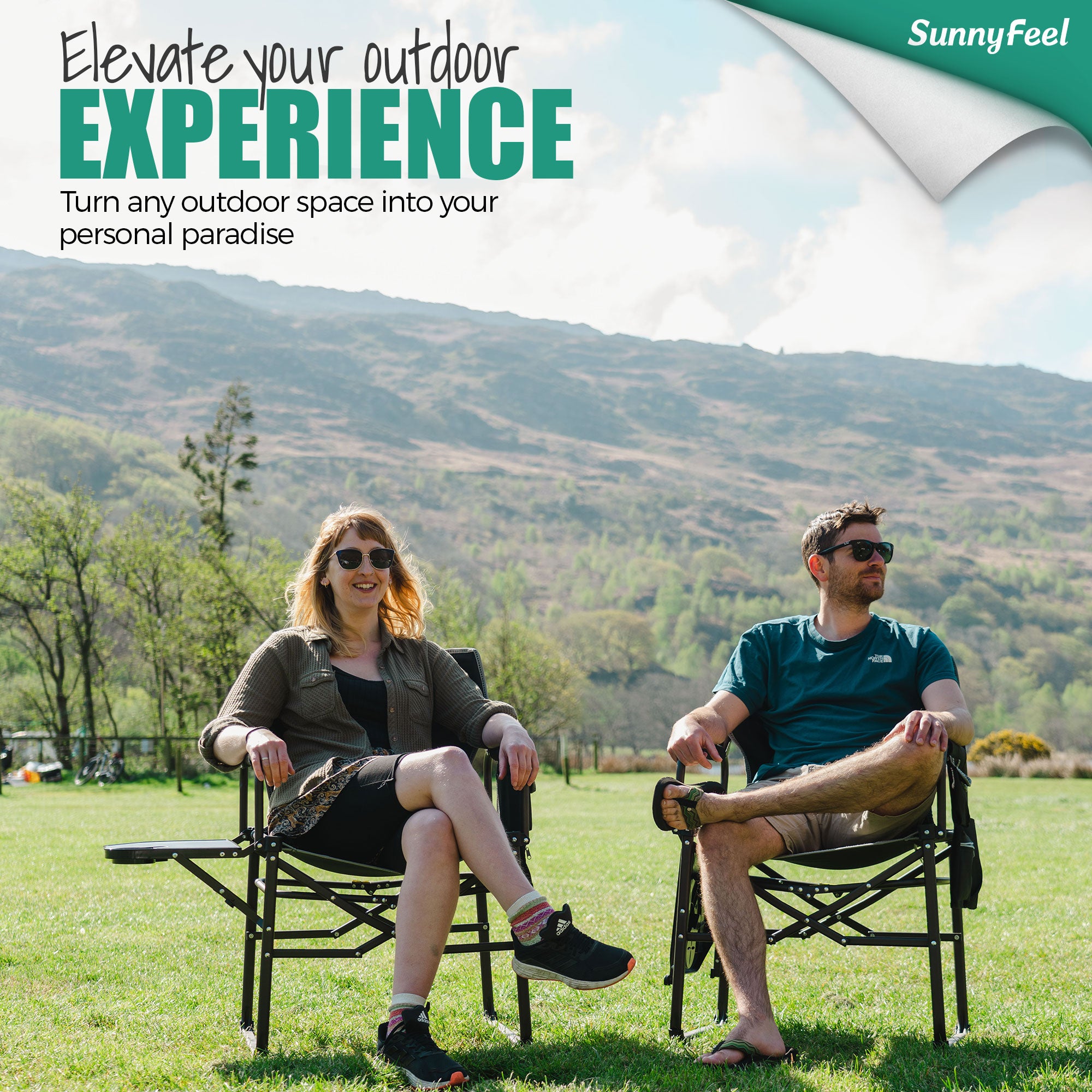 SUNNYFEEL Oversized Heavy-Duty Camping Director’s Chair with Side Table