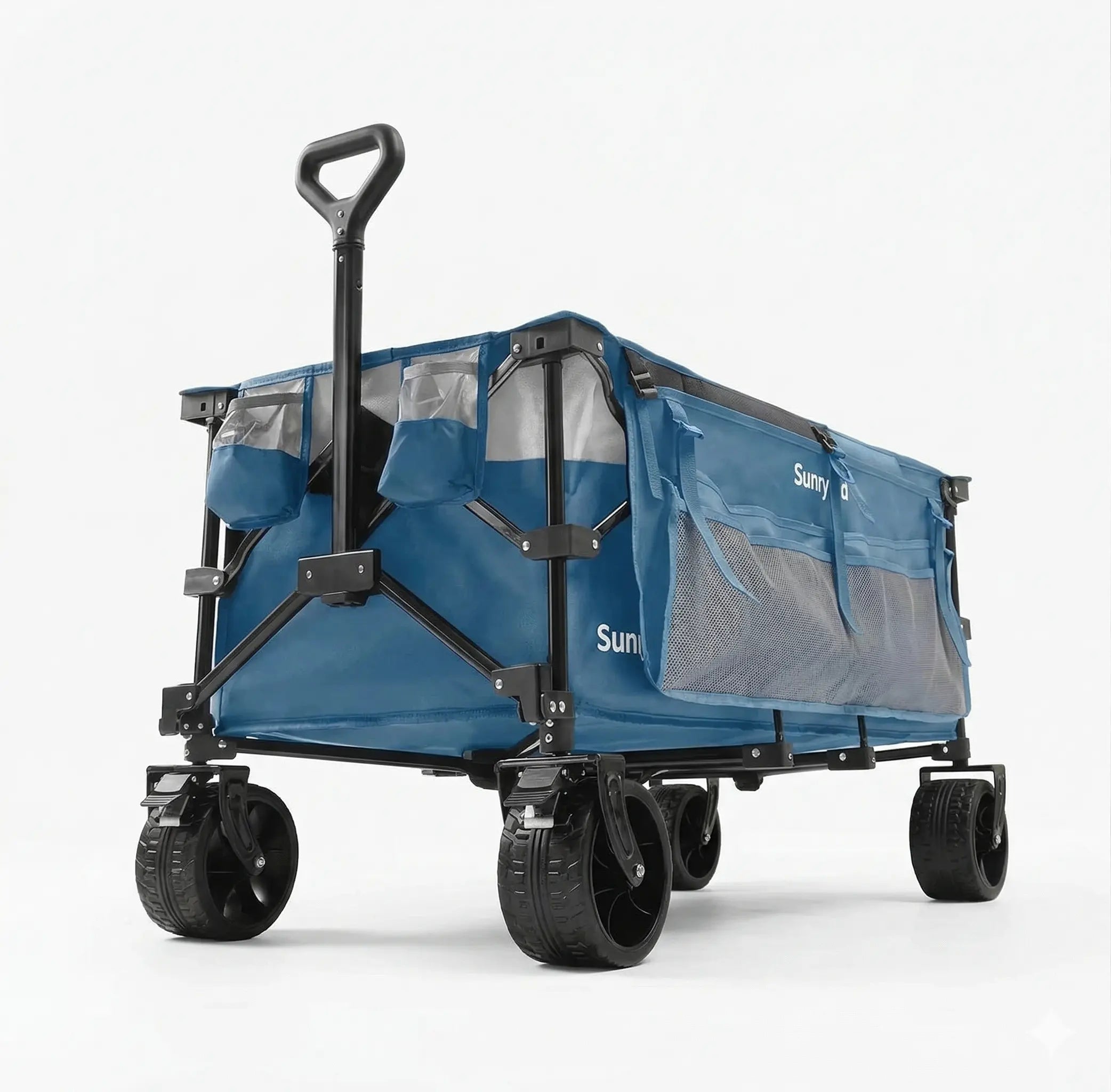 SUNNYFEEL 49" Extra-Long Collapsible Wagon – 550LB Heavy-Duty Folding Cart with Big Wheels