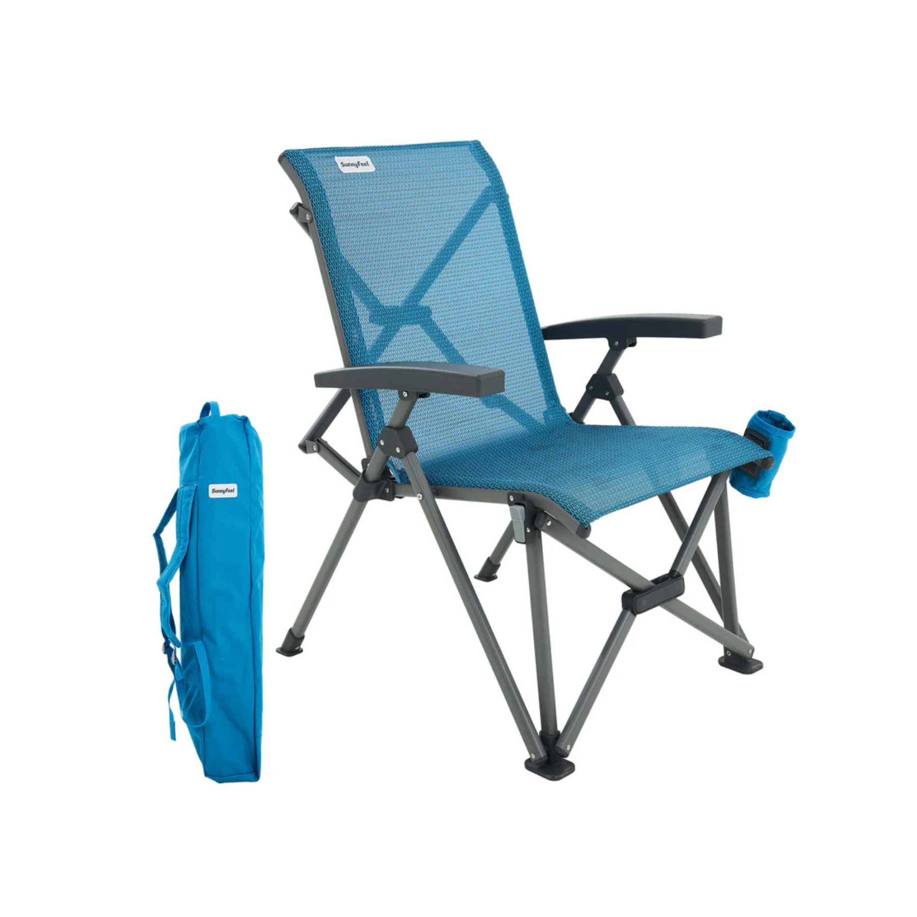 SUNNYFEEL Heavy-Duty Ergonomic High-Back Camping Chair with Armrests