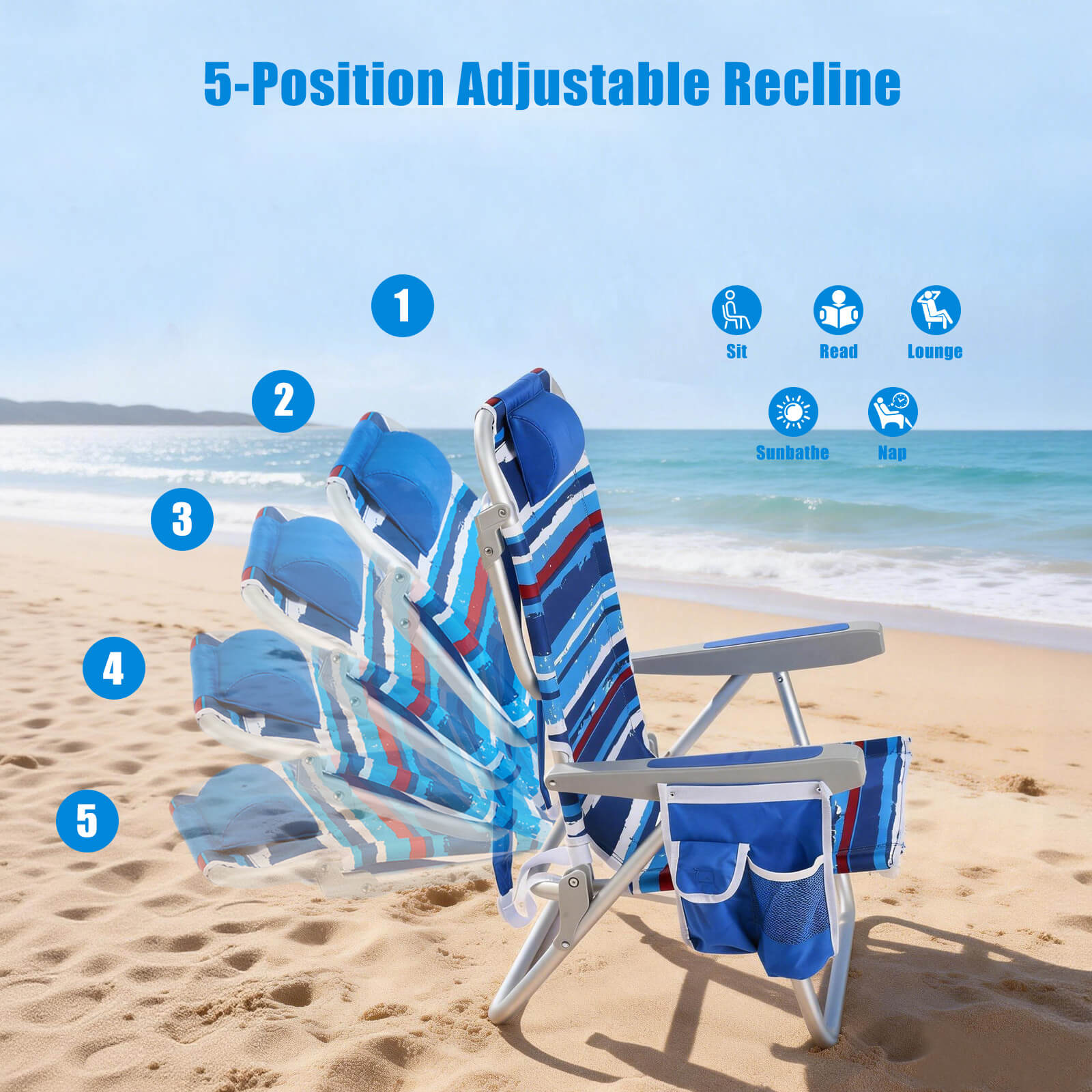 SUNNYFEEL Extra Wide Low Beach Chair