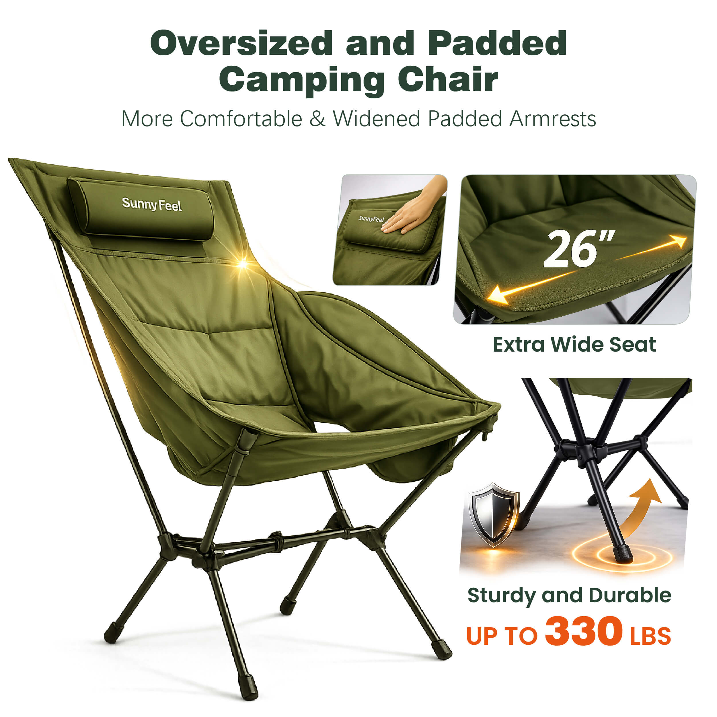 SUNNYFEEL Oversized Padded High-Back Hiking Chair