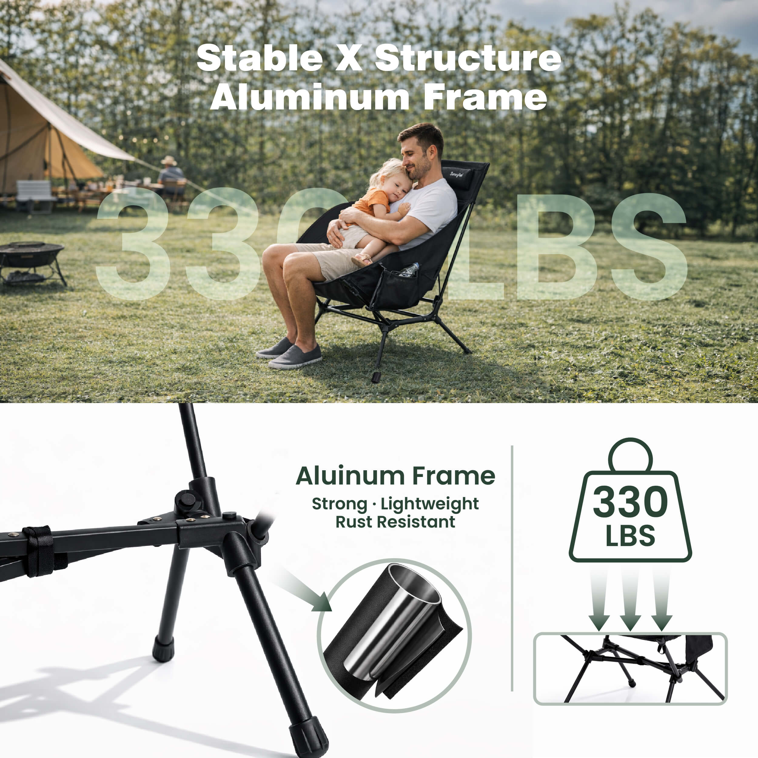 SUNNYFEEL Oversized Padded High-Back Hiking Chair