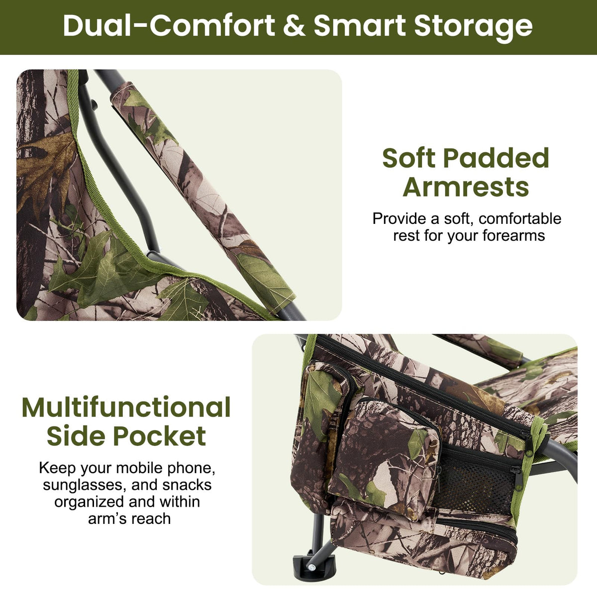 SUNNYFEEL Lightweight Mesh Camping Chair with Storage Pocket